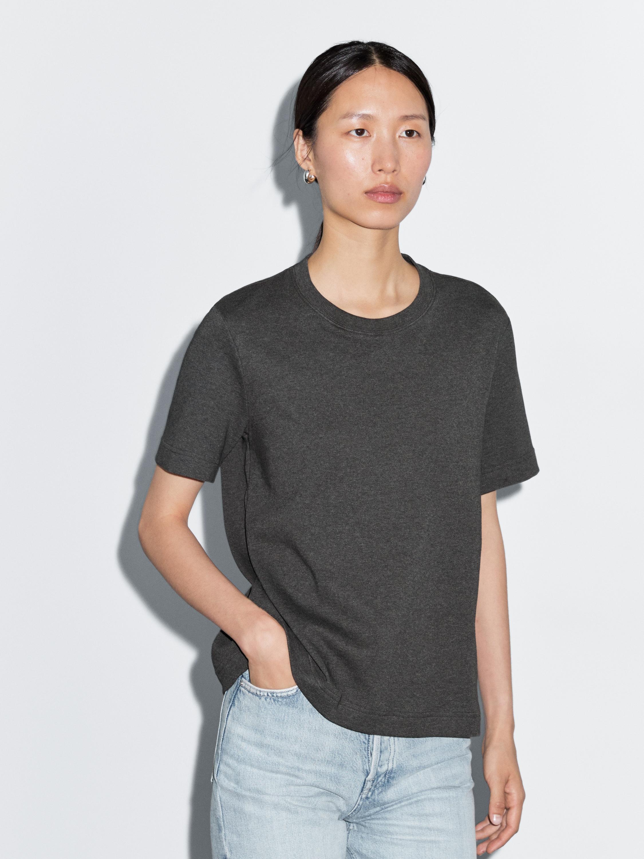 100% cotton interlock crew neck T-shirt — ANTHRACITE GREY