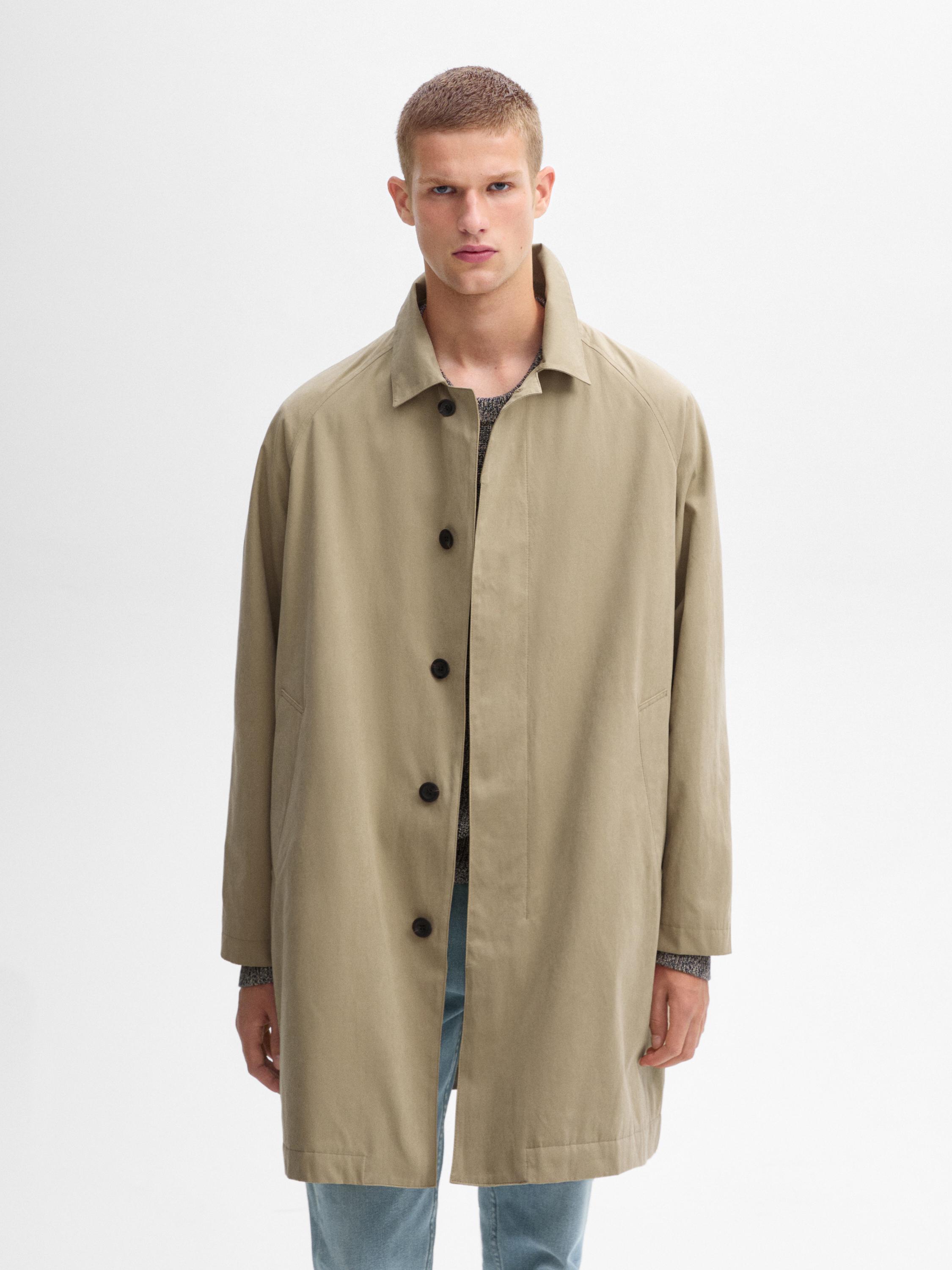 Short cotton blend trench jacket