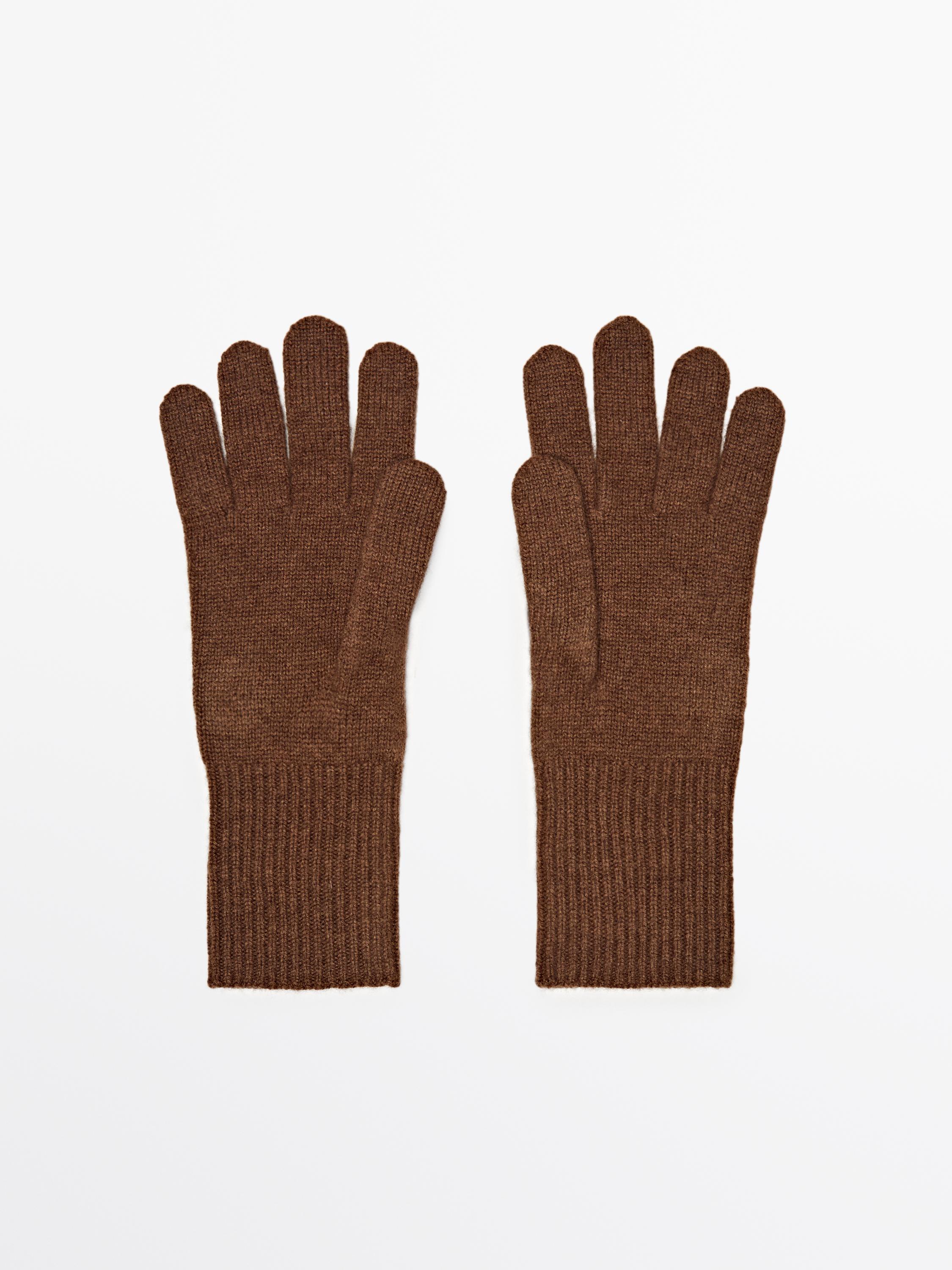Wool blend knit gloves