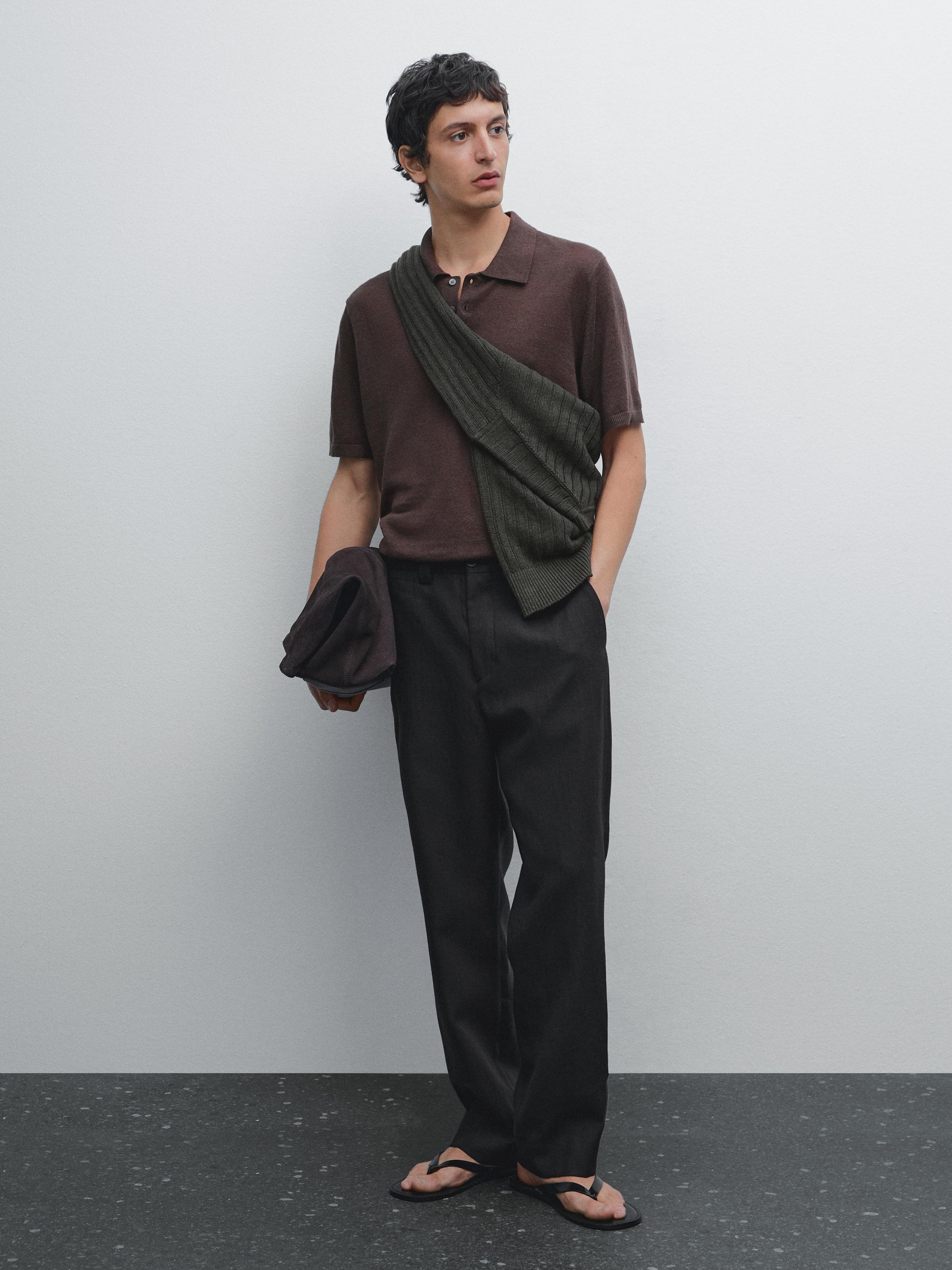 100% linen polo sweater