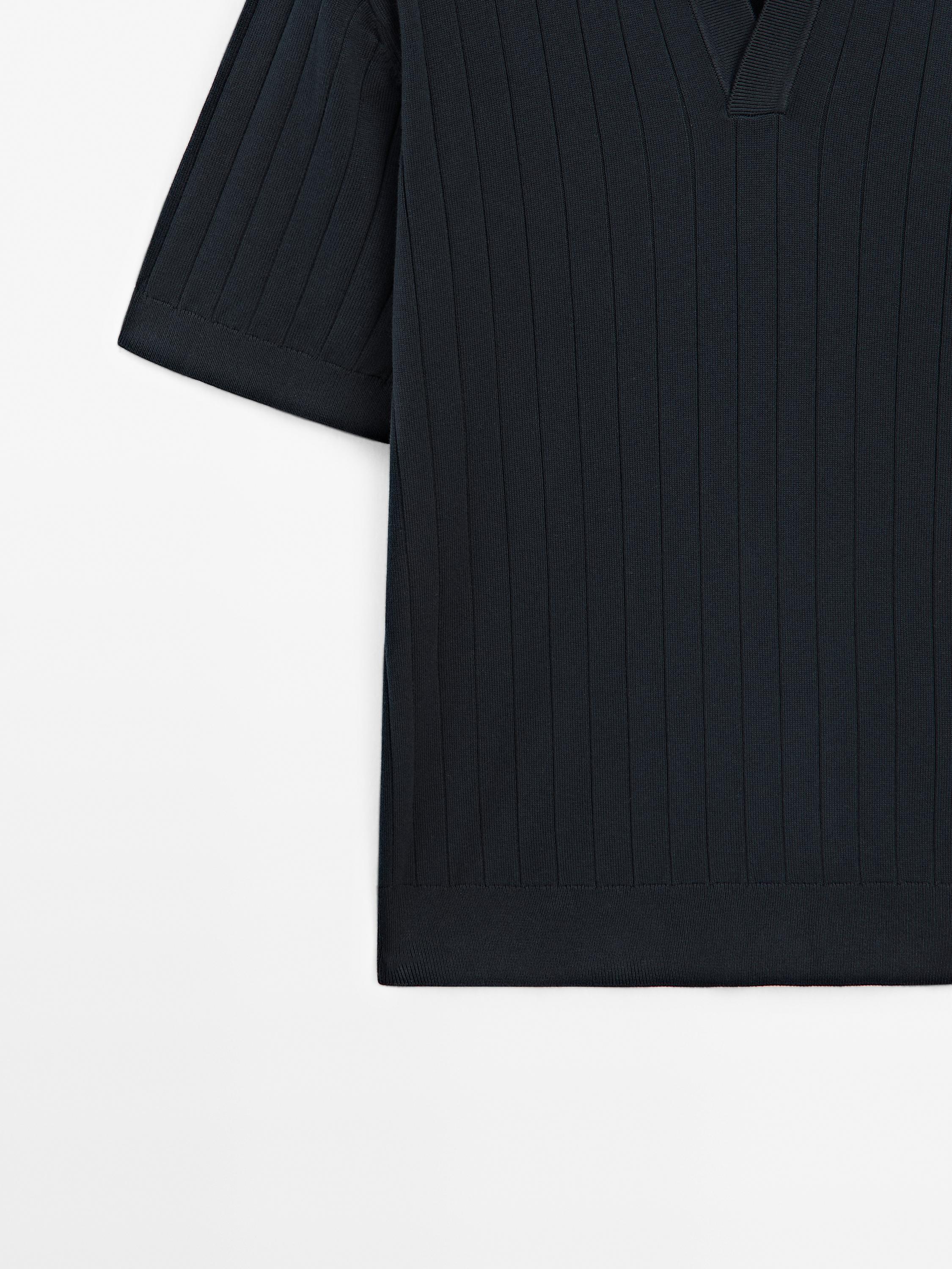 V-neck cotton polo sweater with trims