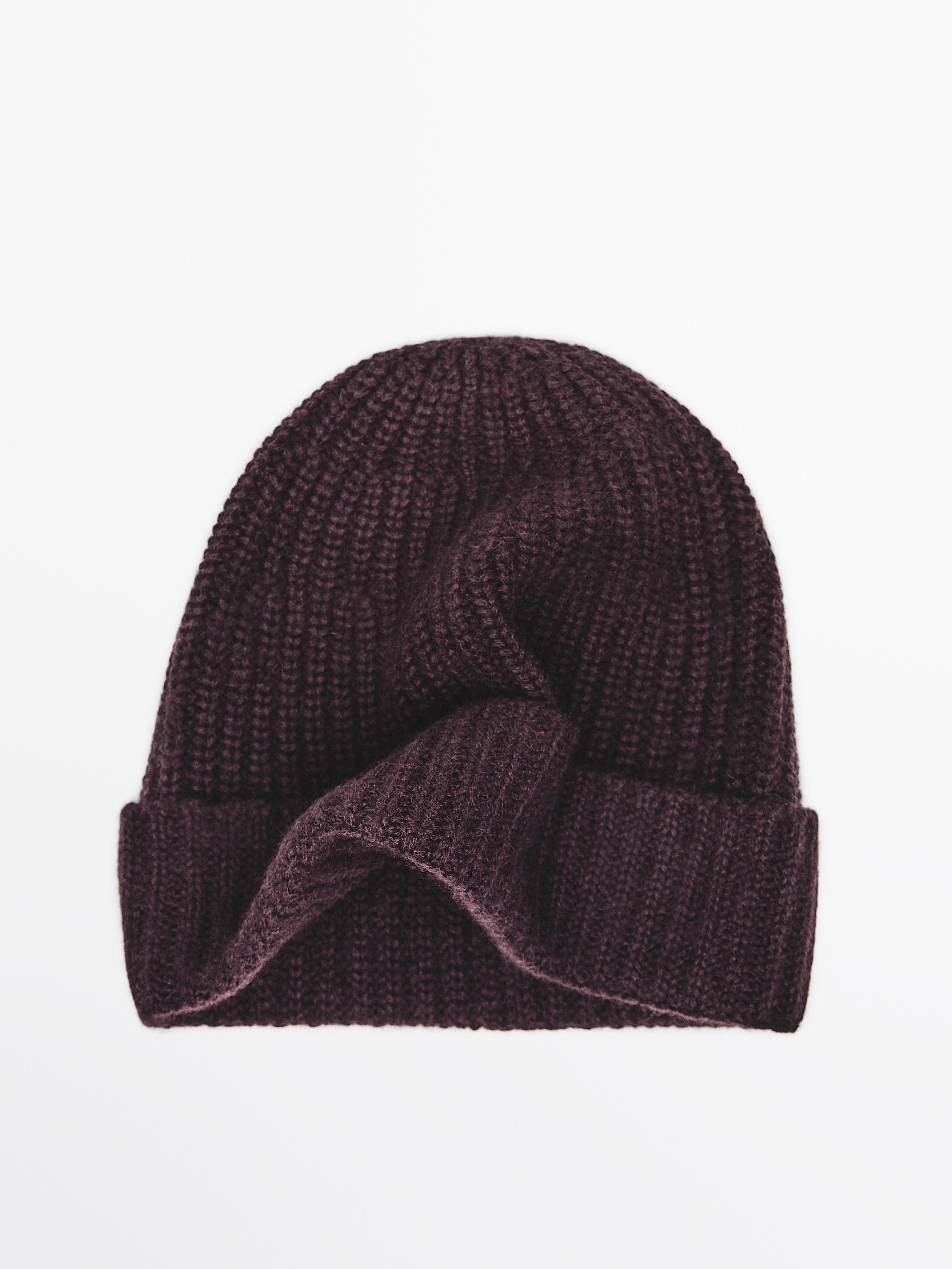 Ribbed 100% cashmere beanie · Navy Blue, Dark Khaki, Brown 