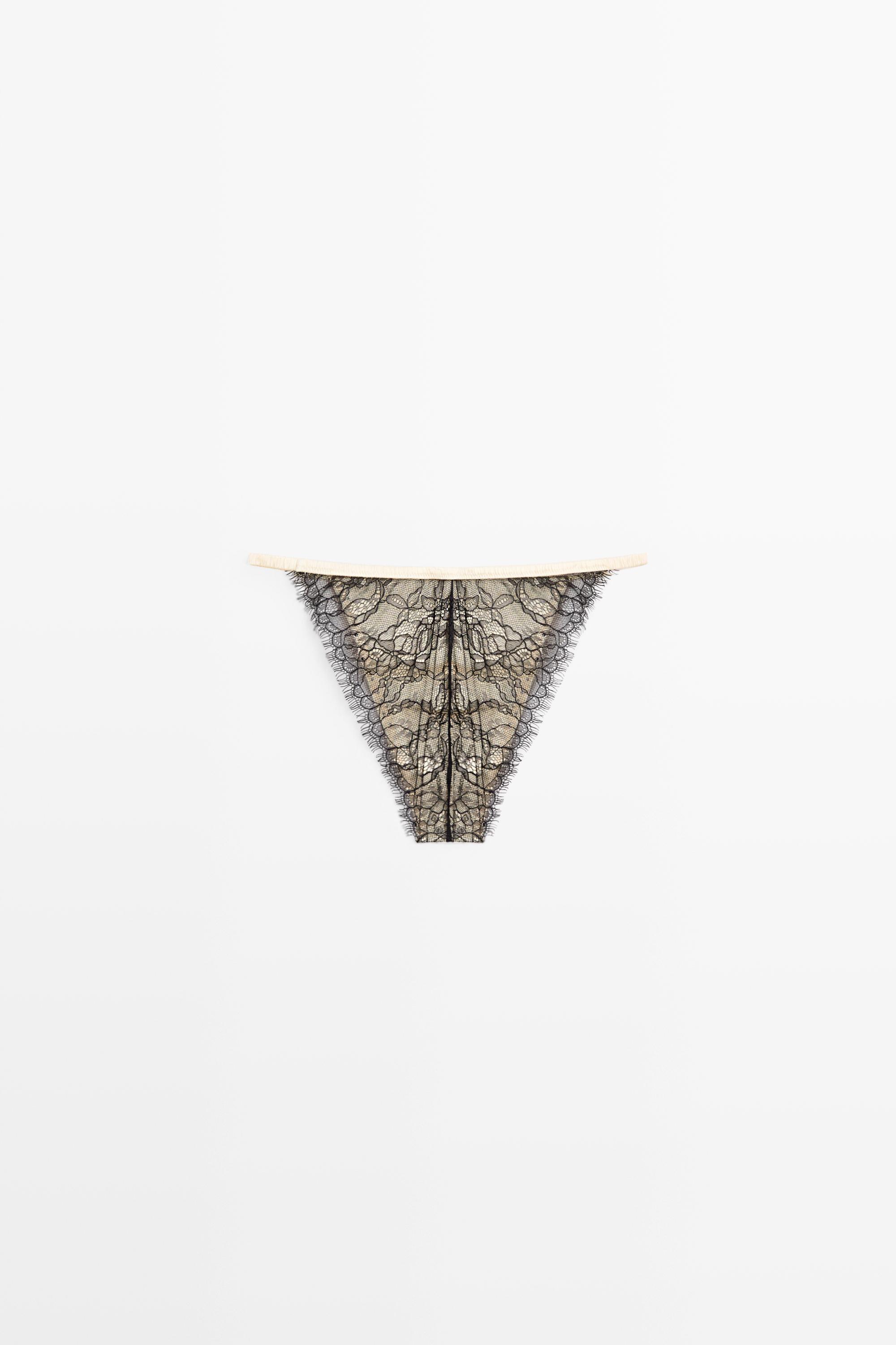 Polka dot briefs with lace detail — CREAM