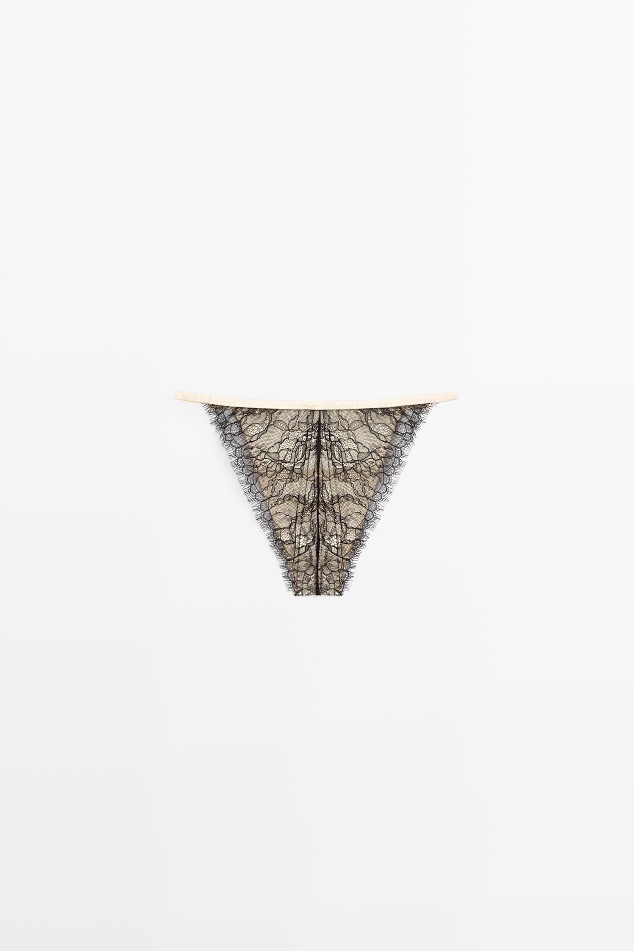 Polka dot briefs with lace detail — CREAM