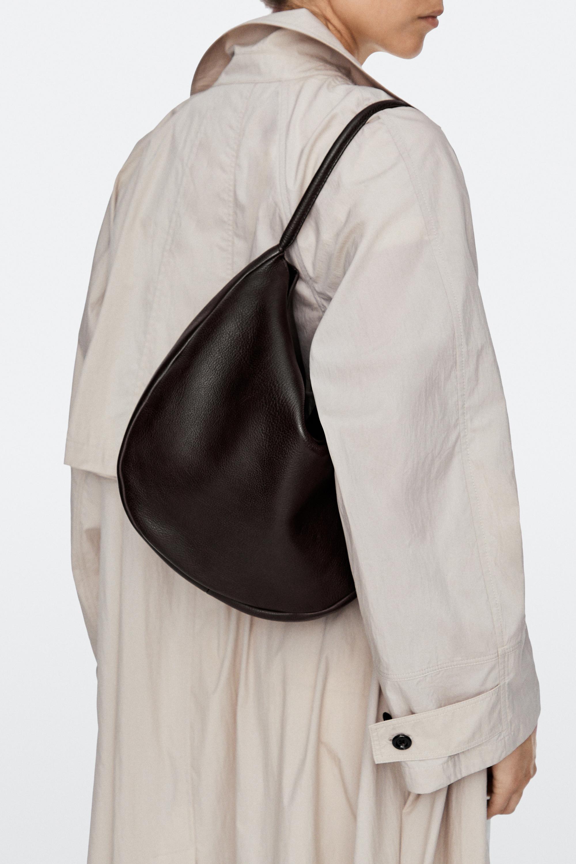 Medium nappa leather slouch bag — BROWN