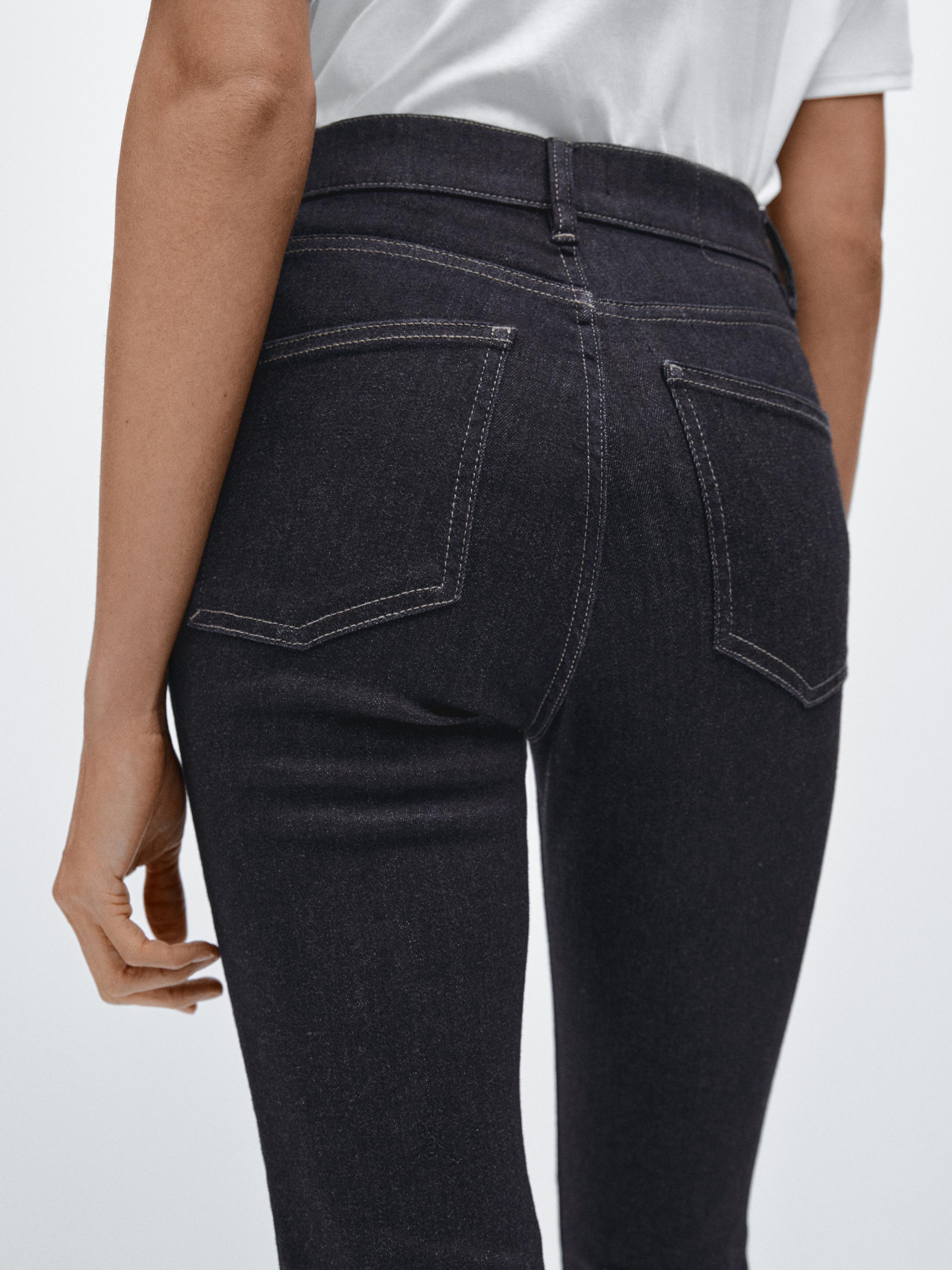 High waist bell bottom skinny jeans — DARK BLUE
