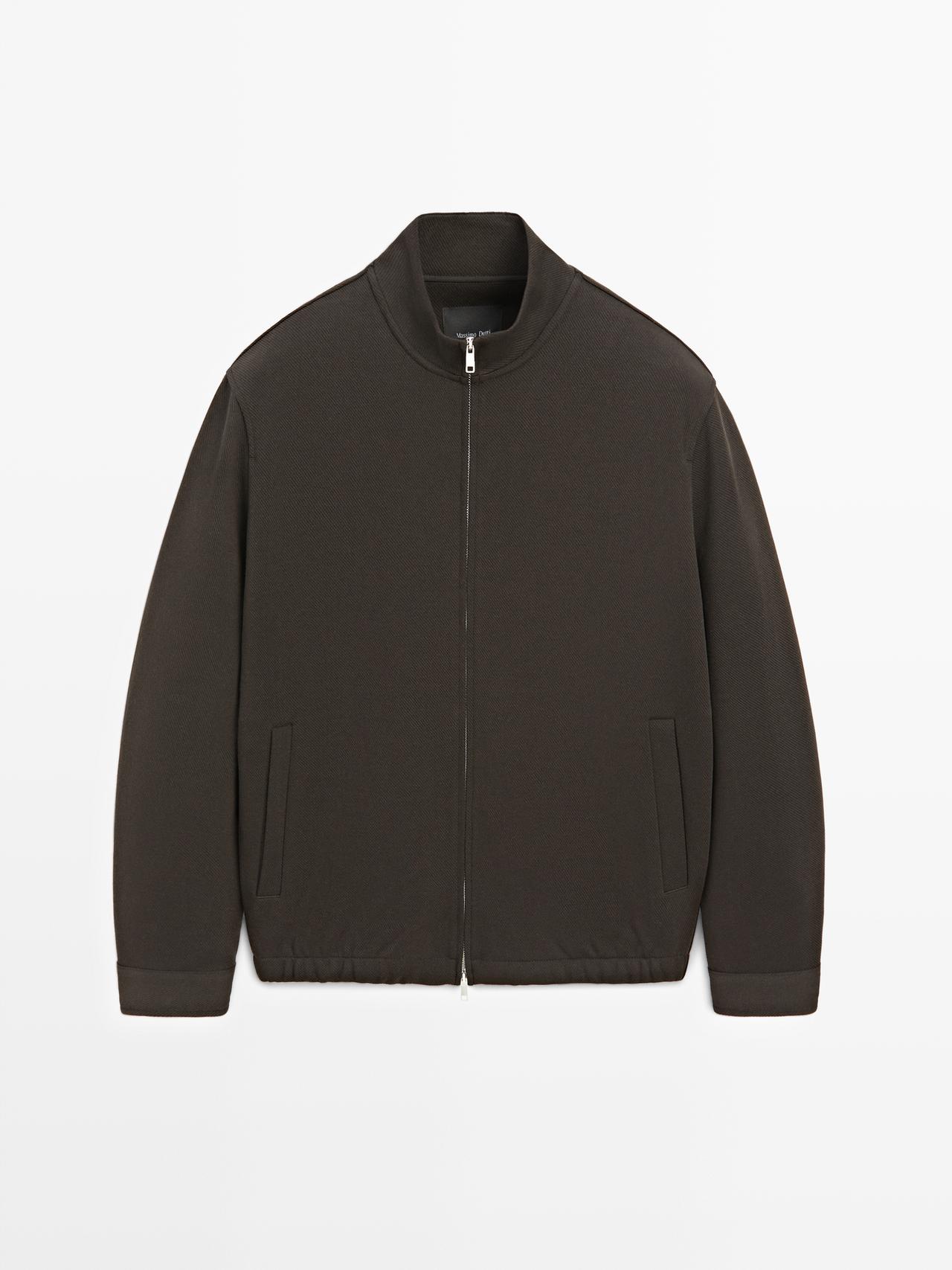 Massimo Dutti - Herre - Strikket Cardigan I Bomuldsblanding Med Lynlåslukning - Brun - M