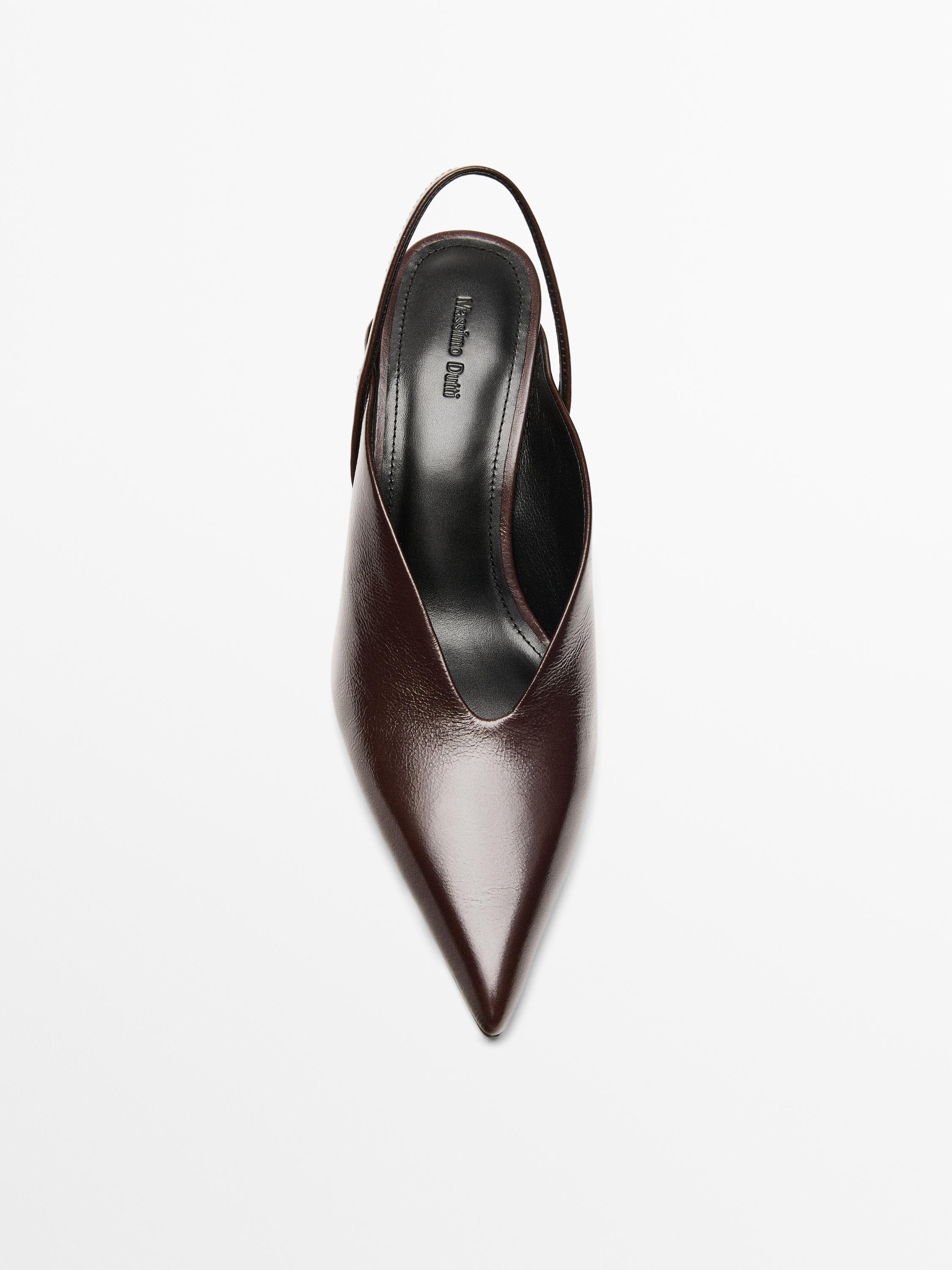 High-heel slingback shoes — BURGUNDY
