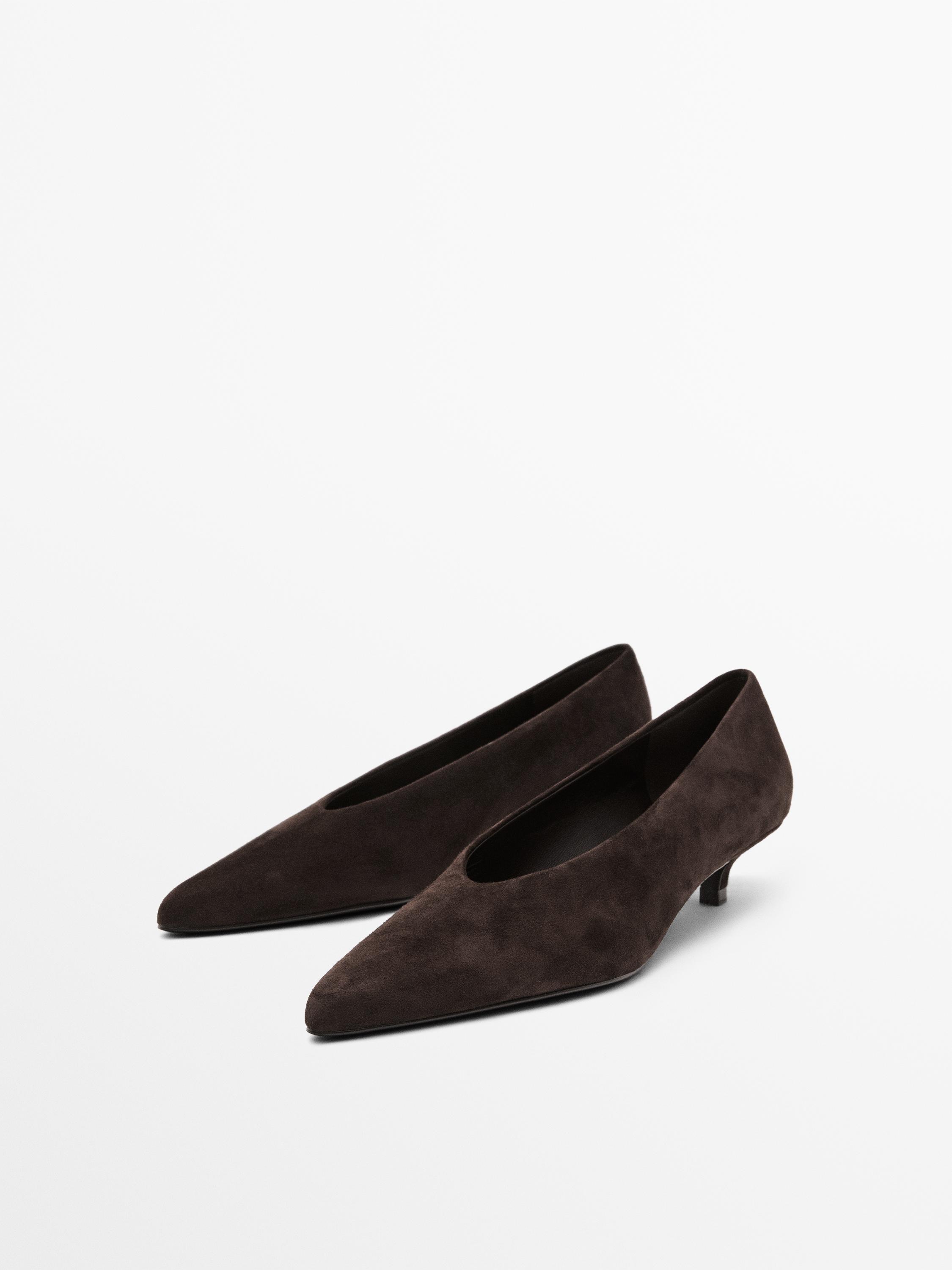 Soft suede high-heel court shoes · Brown · Shoes Massimo Dutti