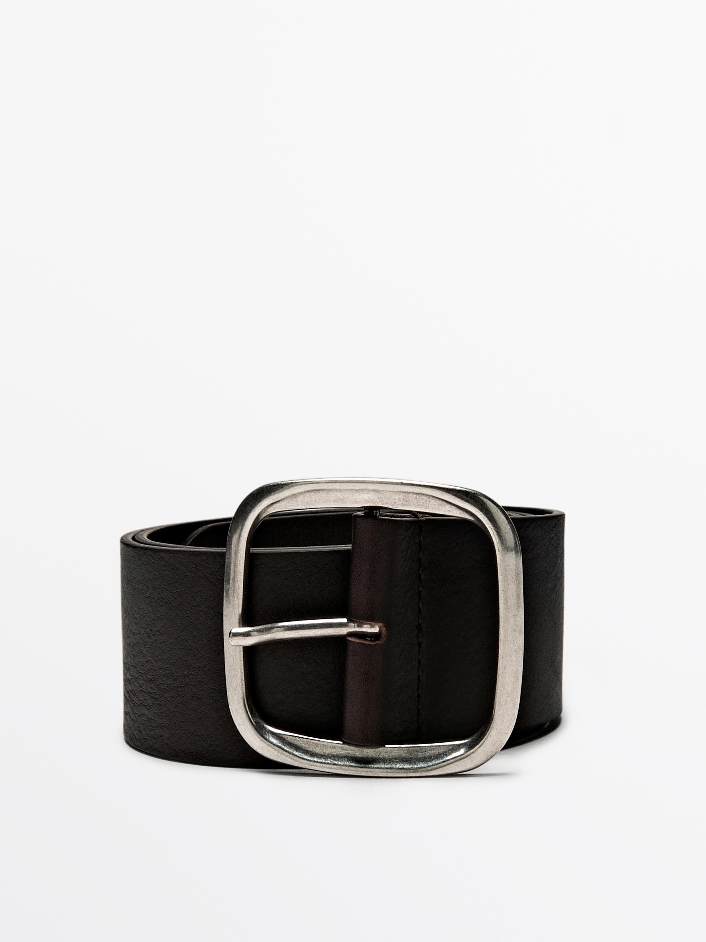 Riem van nappaleer met rechthoekige gesp