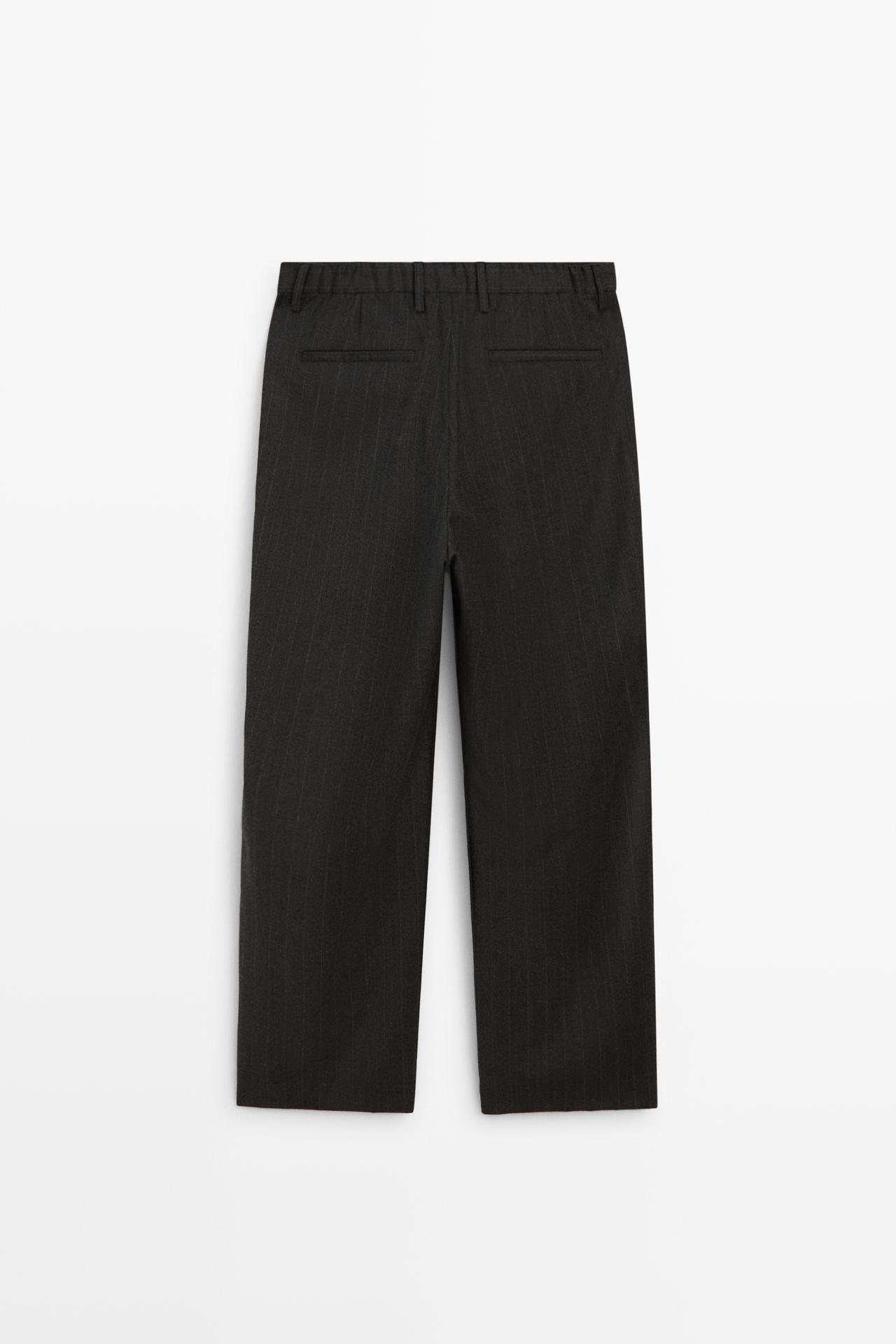 100% wool striped pants — BROWN