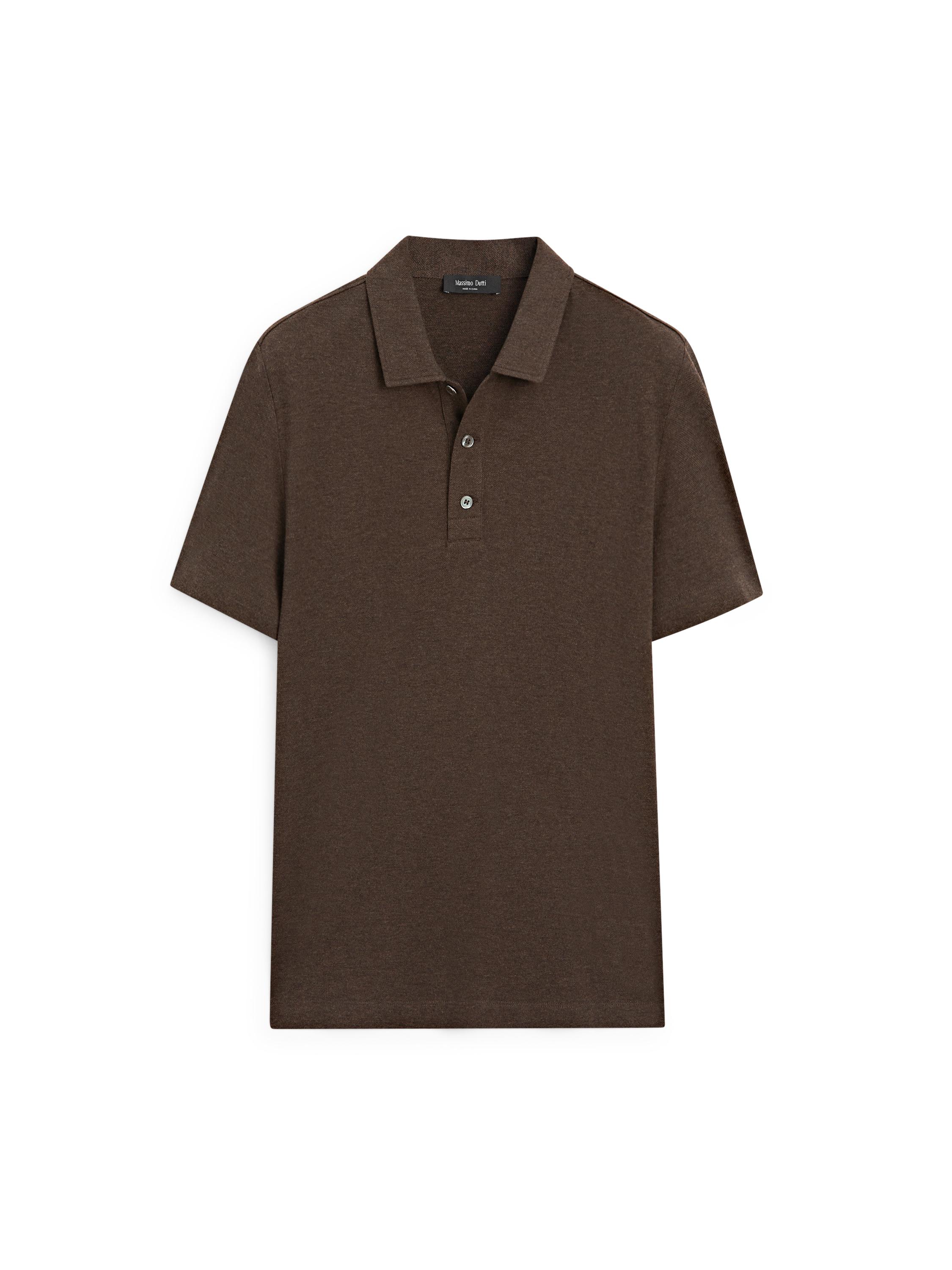 Short sleeve cotton polo shirt — Chocolate