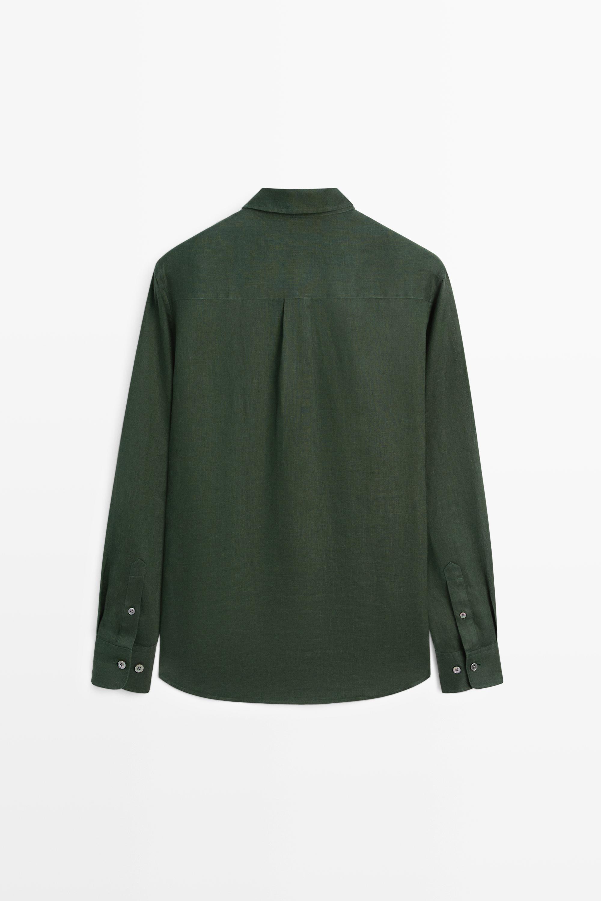 100% linen regular fit shirt — BLUISH GREEN