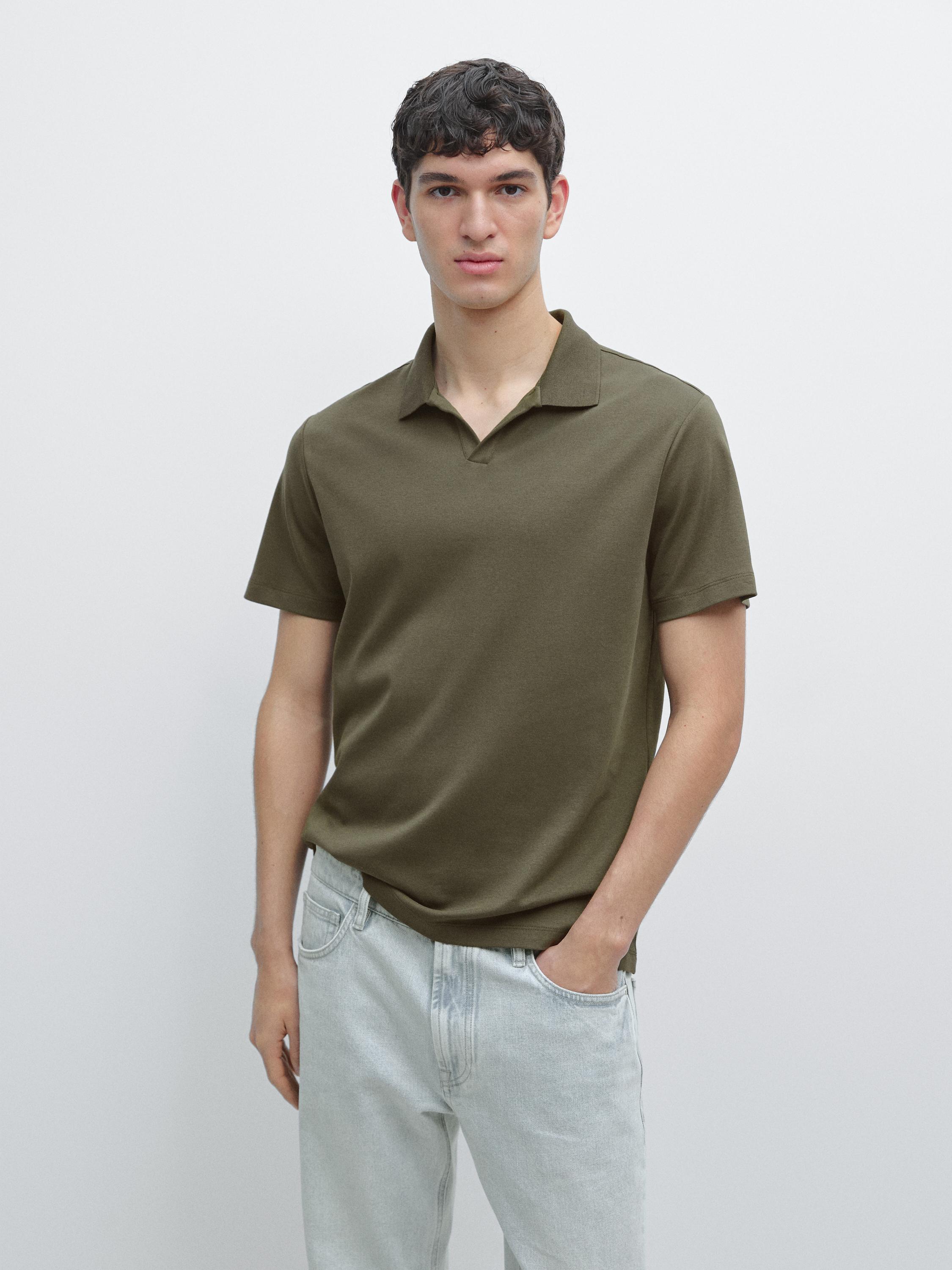 Áo polo dệt kim cốt-tông cộc tay