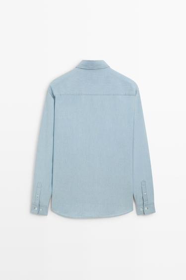 Relaxed fit denim shirt with pocket detail — BLUE 6