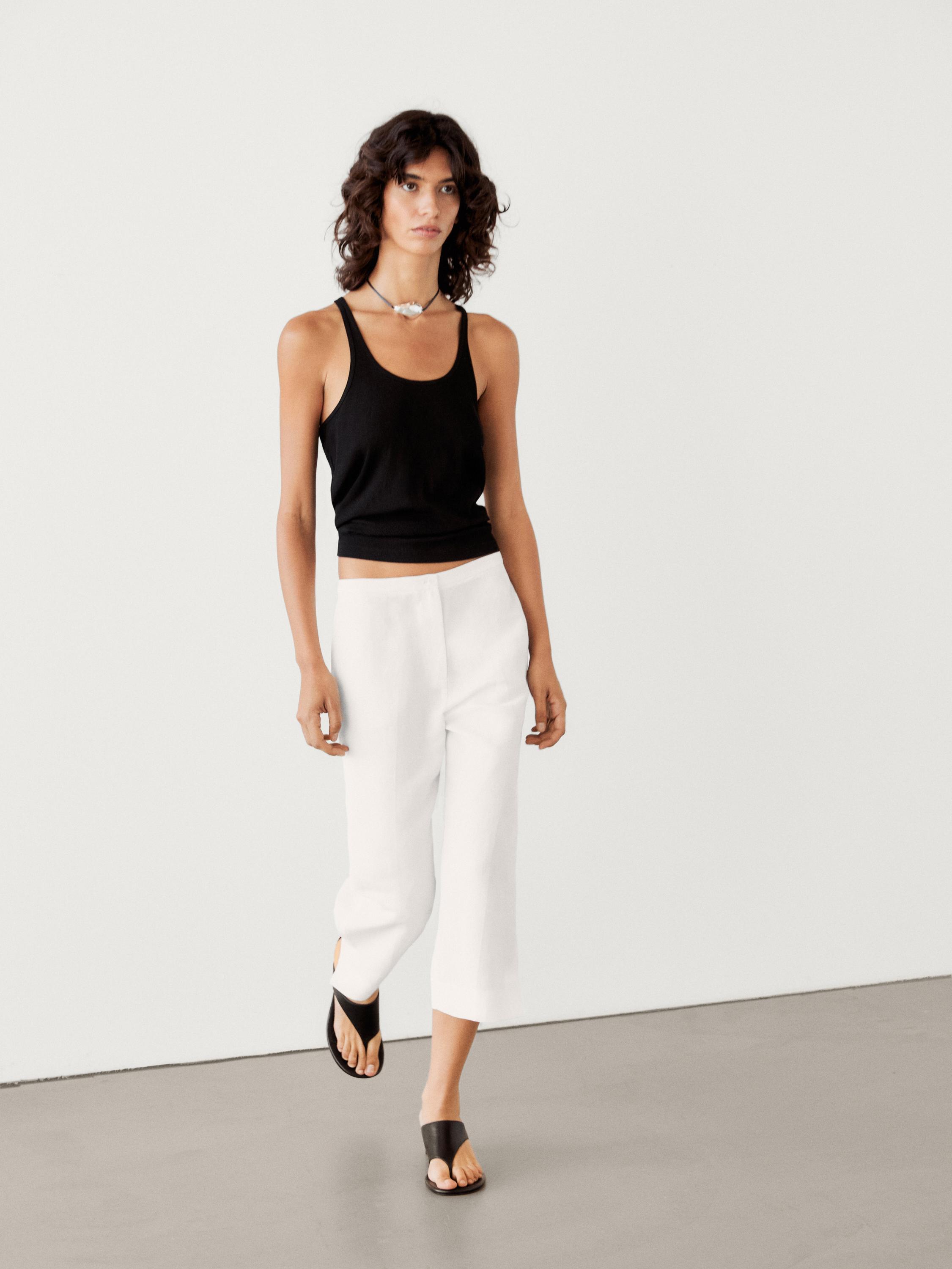 Pantalón capri con lino