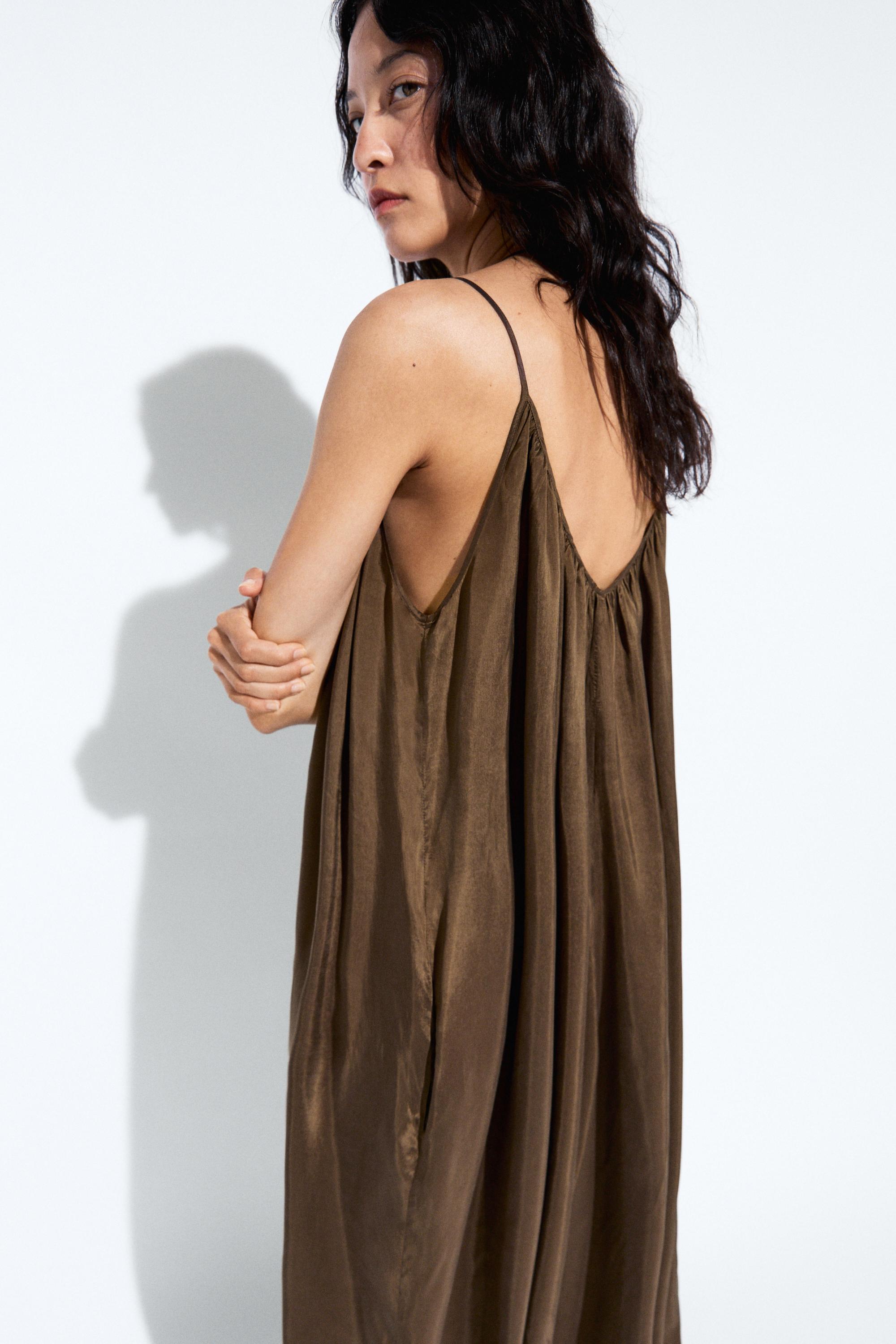 Flowing sarouel jumpsuit — BROWN