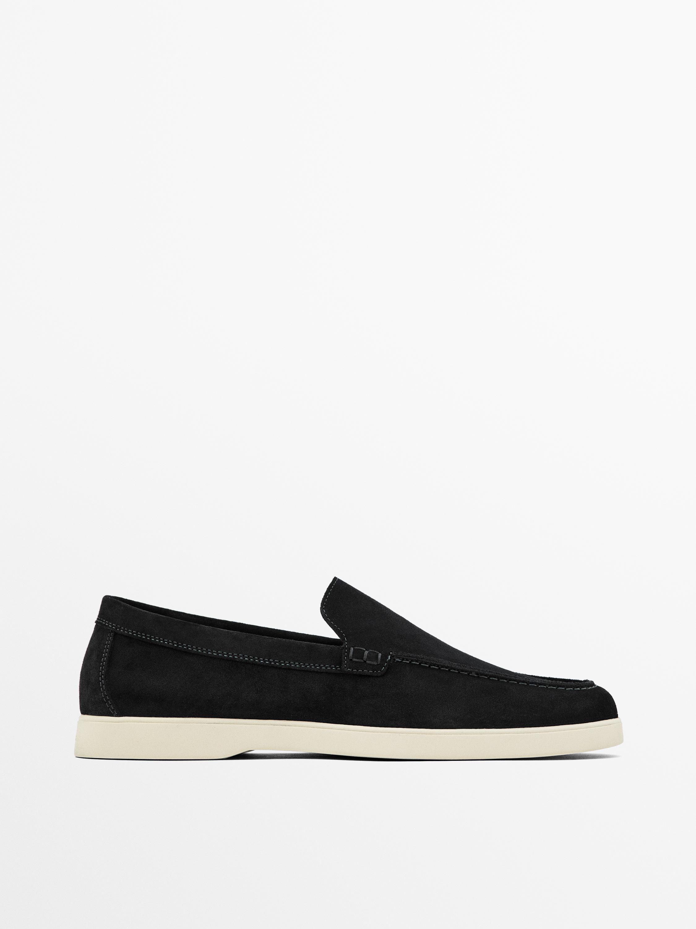 Split suede leather loafers