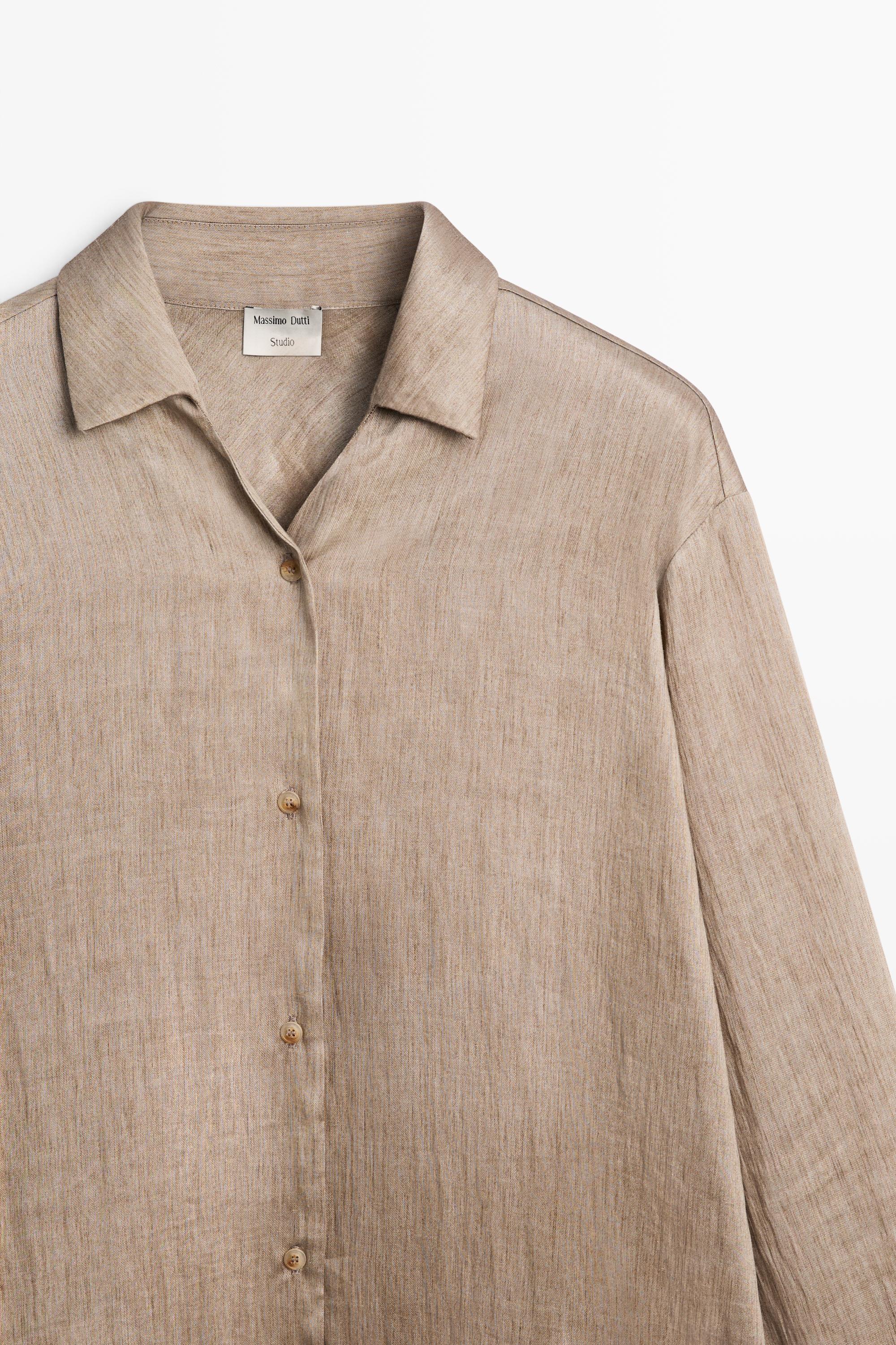 Studio satin flowing shirt — STONE