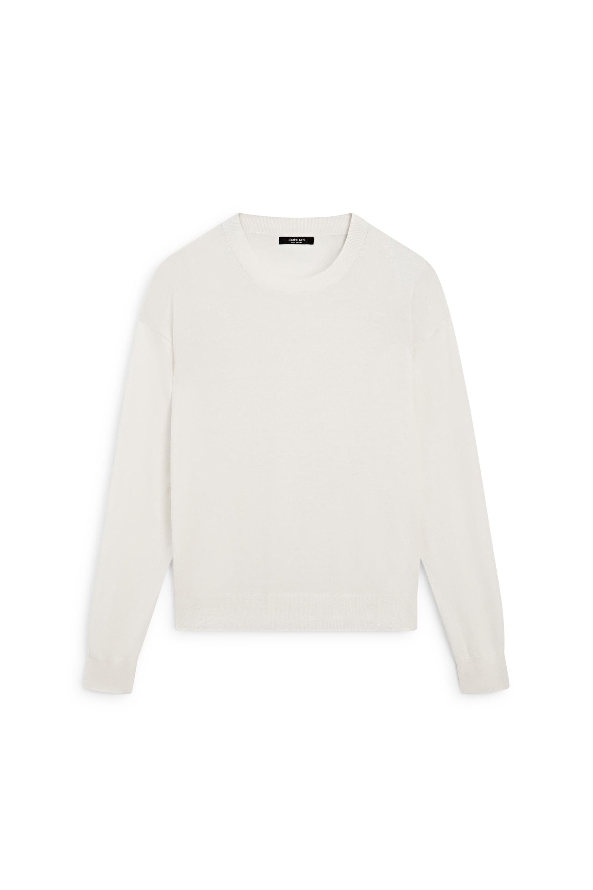 Fine knit round neck sweater — CREAM