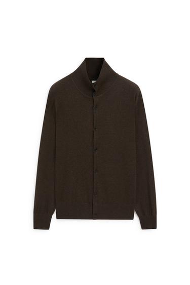 Wool blend button-up knit cardigan - LIMITED EDITION — Chocolate 5