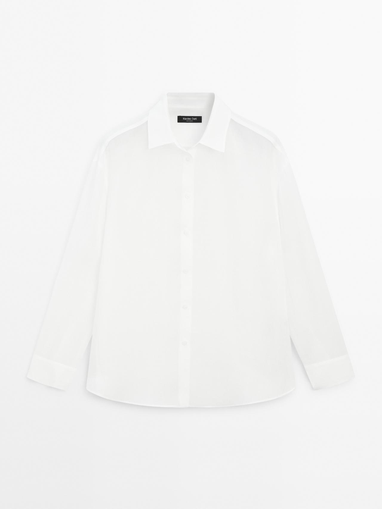 Massimo Dutti - Dame - Skjorte I Ramieblanding Med Blødt Fald - Hvid - L