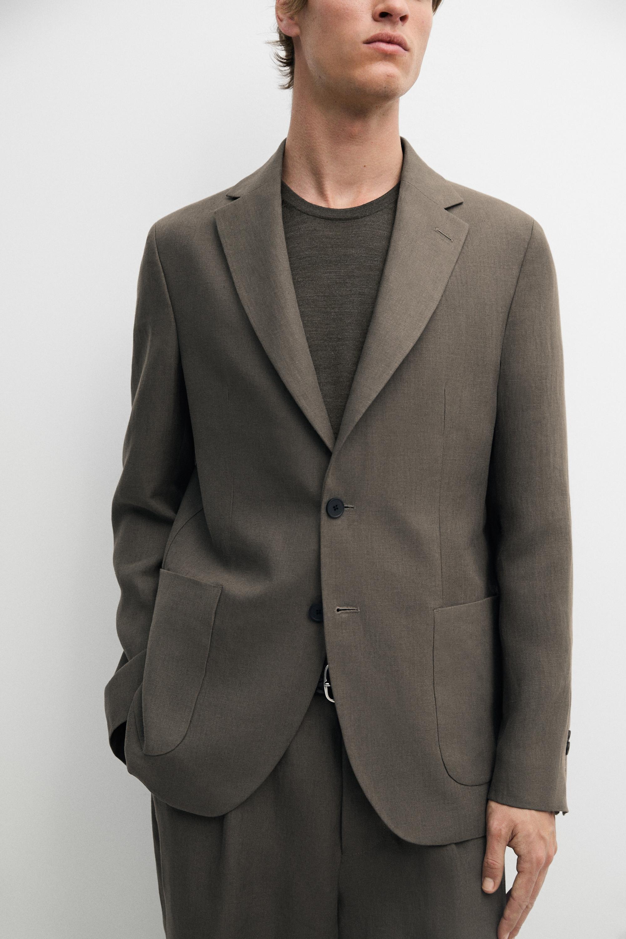 100% linen suit blazer — DARK GREEN