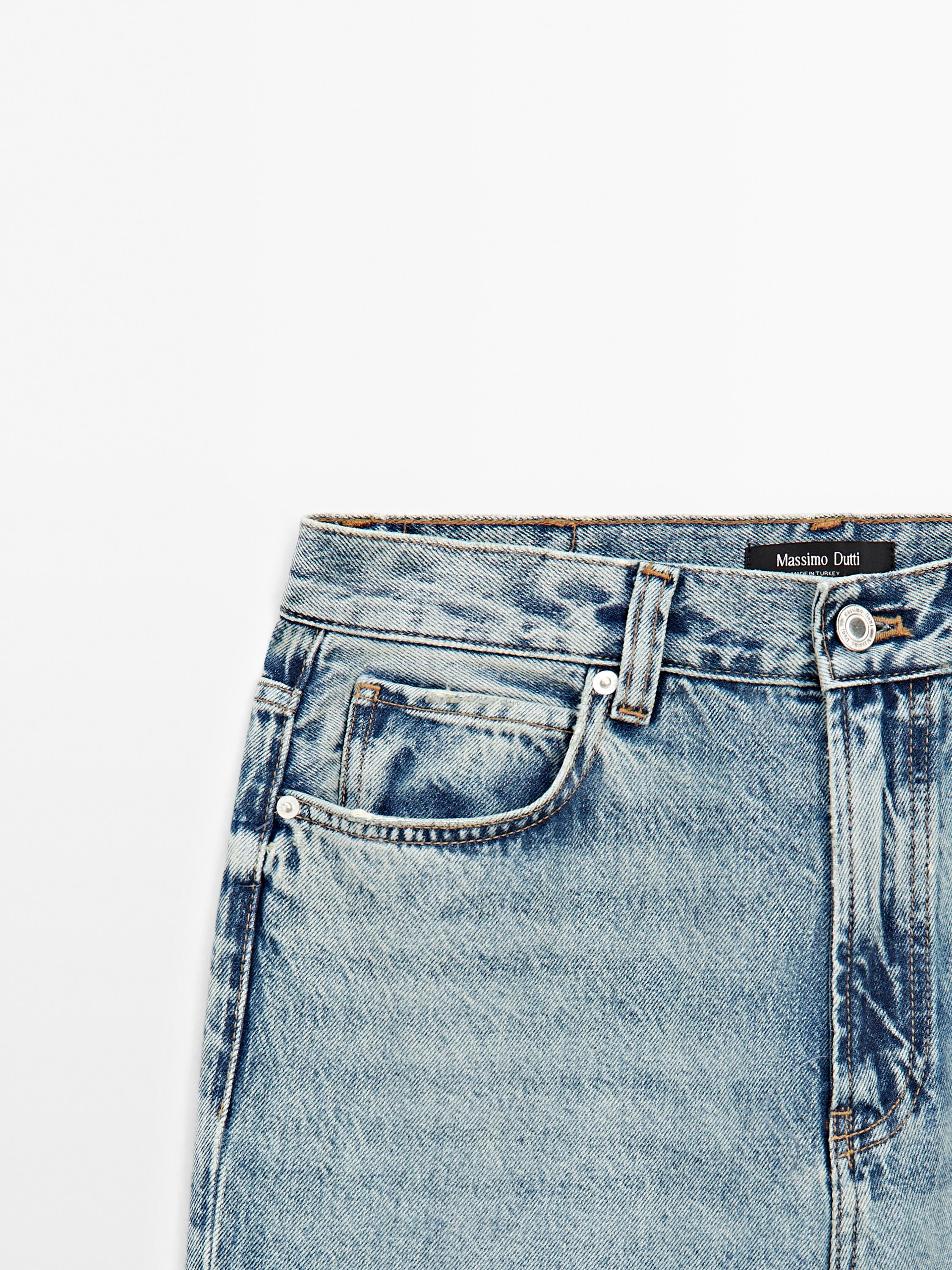 High-waist flared cotton jeans