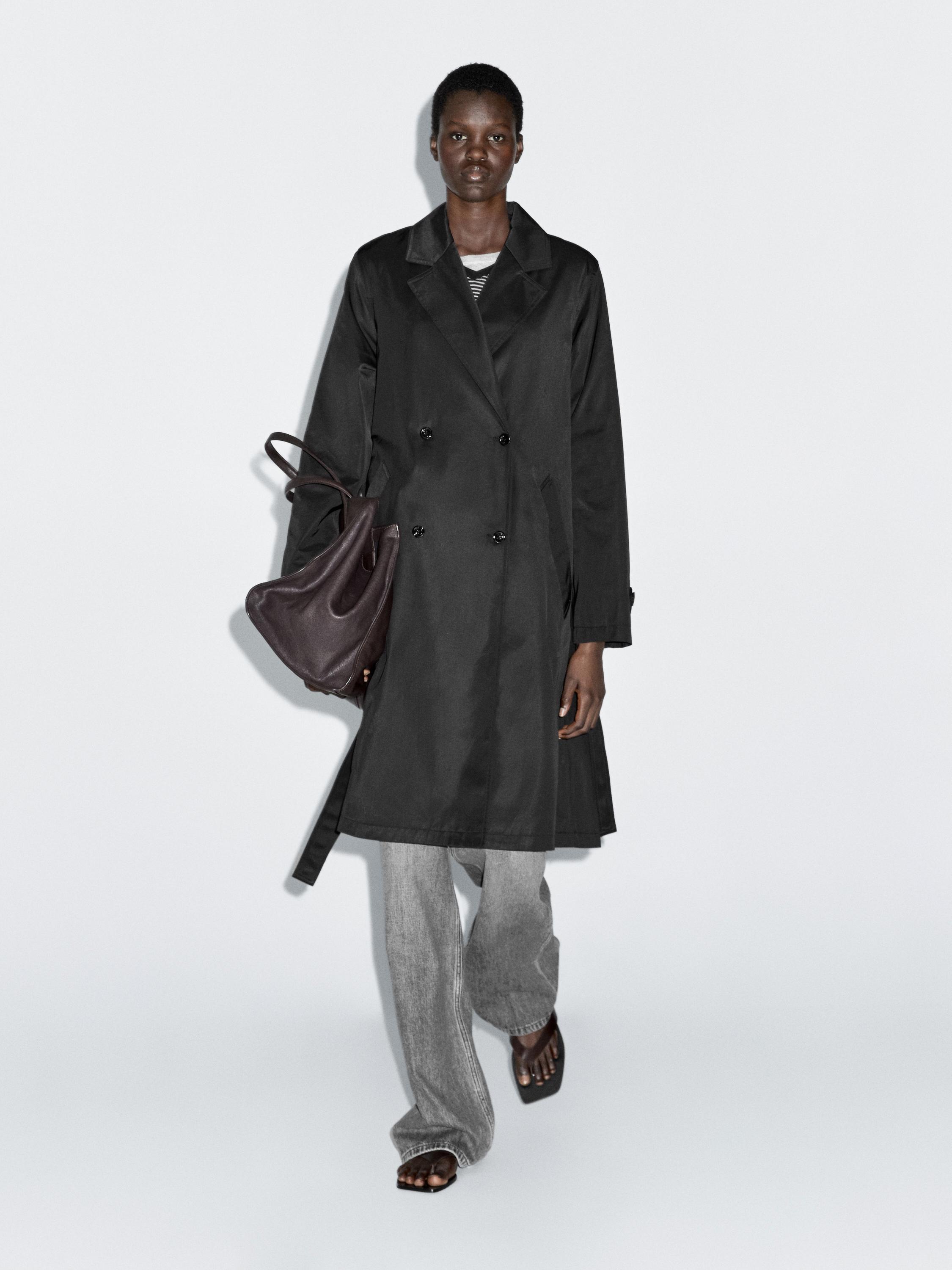 Langer Trenchcoat mit Innenweste