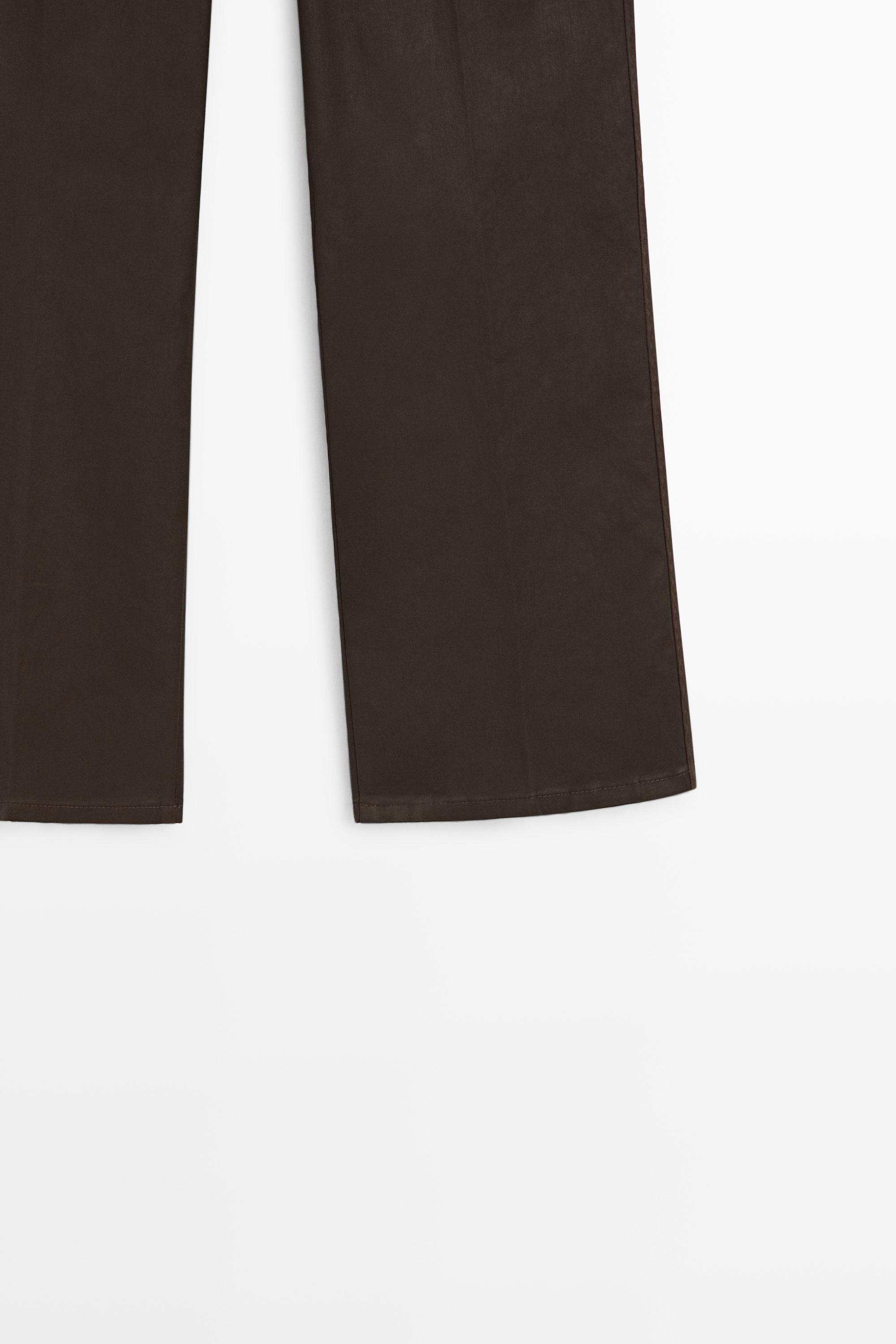 Rubberised cropped flare pants — BROWN