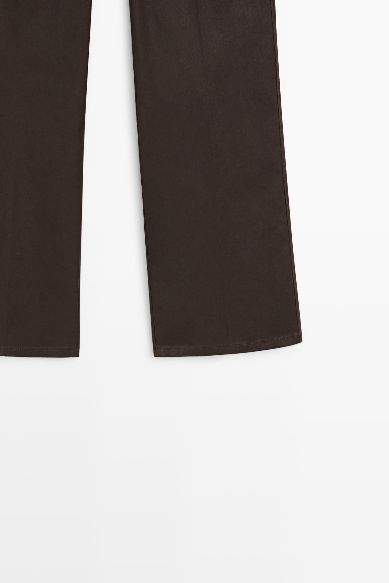 Rubberised cropped flare pants — BROWN