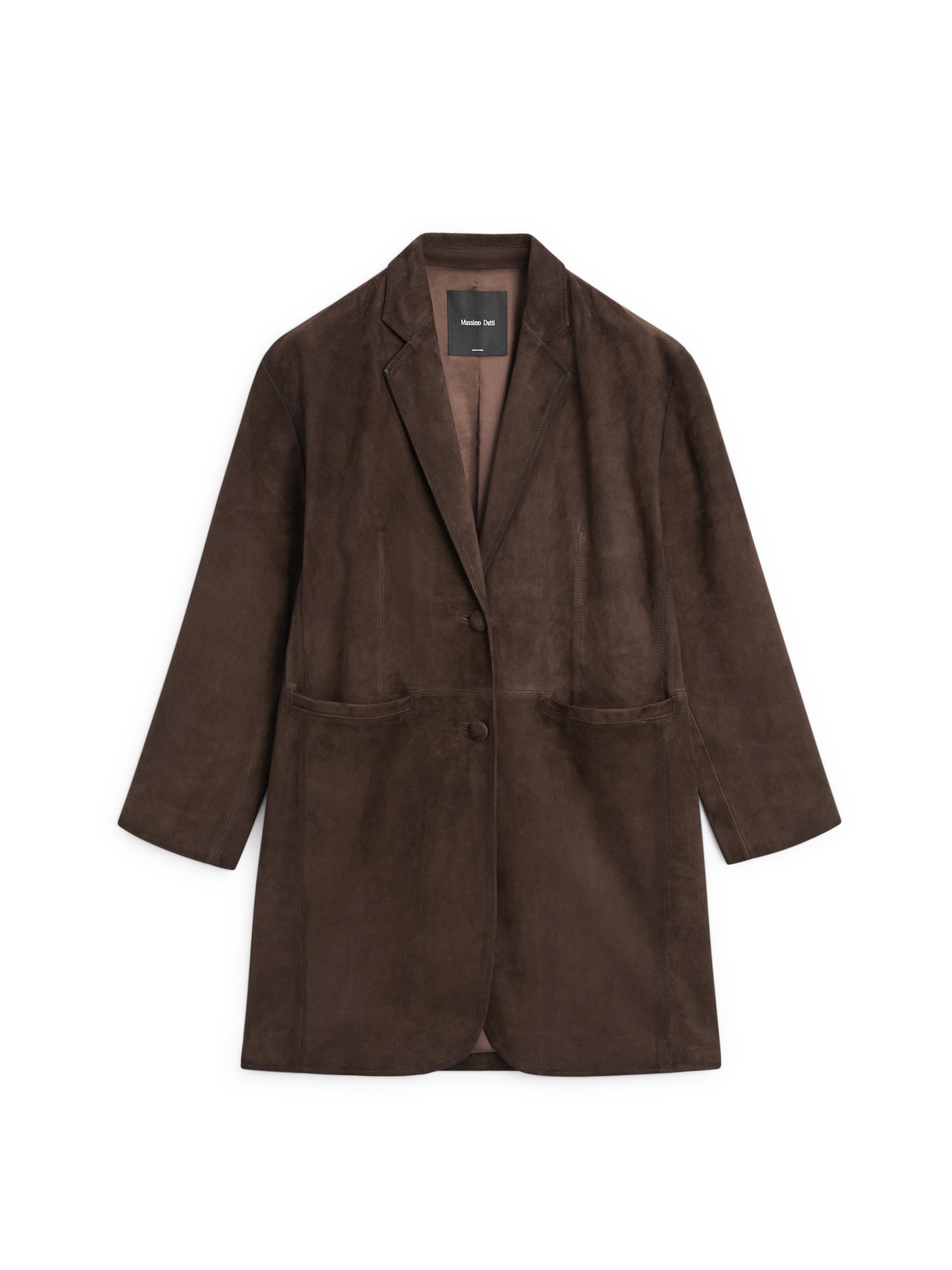 Long suede leather coat — BROWN