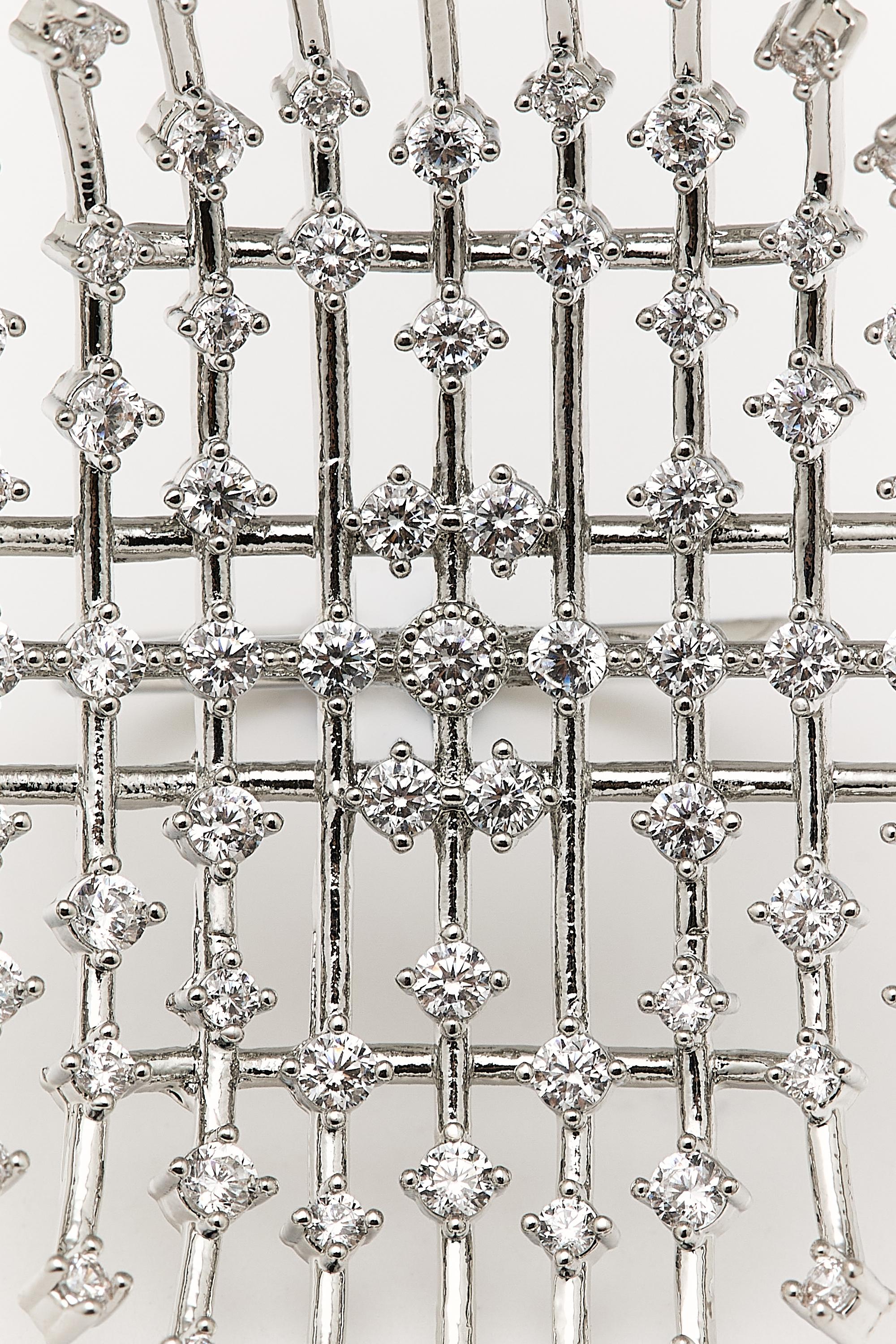 Panoramic rhinestone ring — SILVER