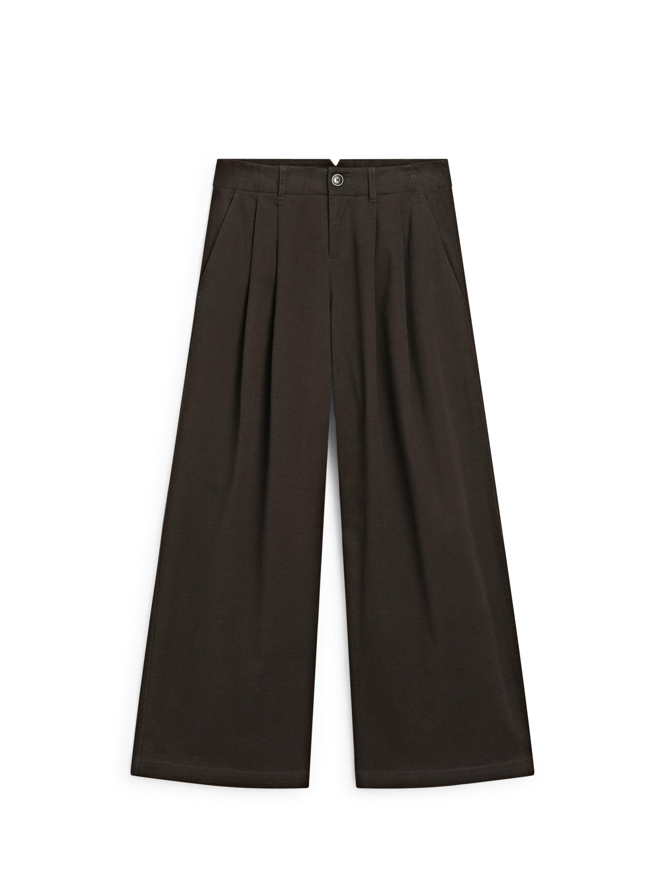 Wide-leg trousers with darts — CAMEL