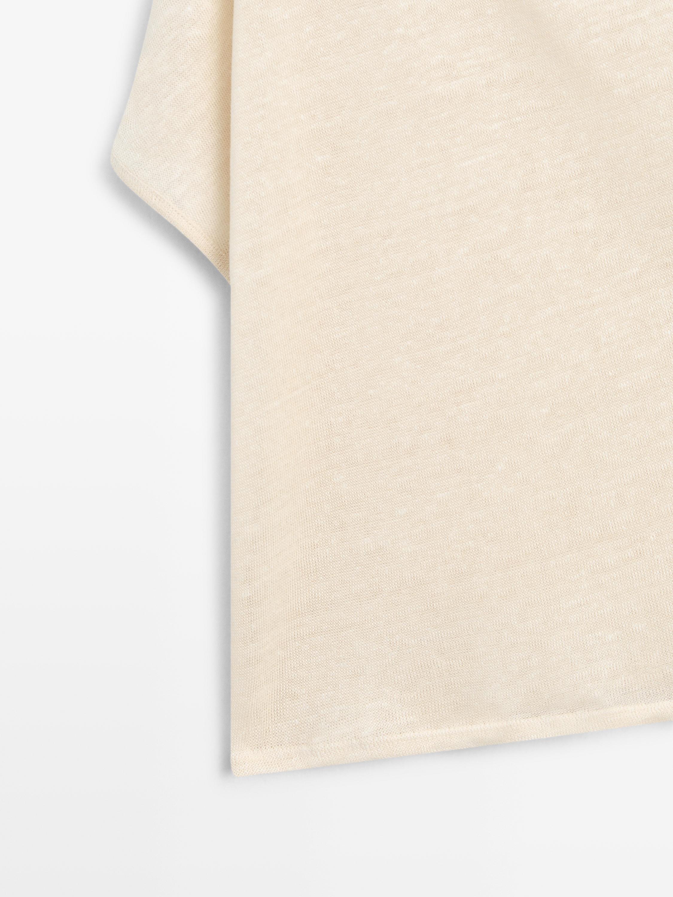 Linen blend asymmetric cropped cape — CREAM