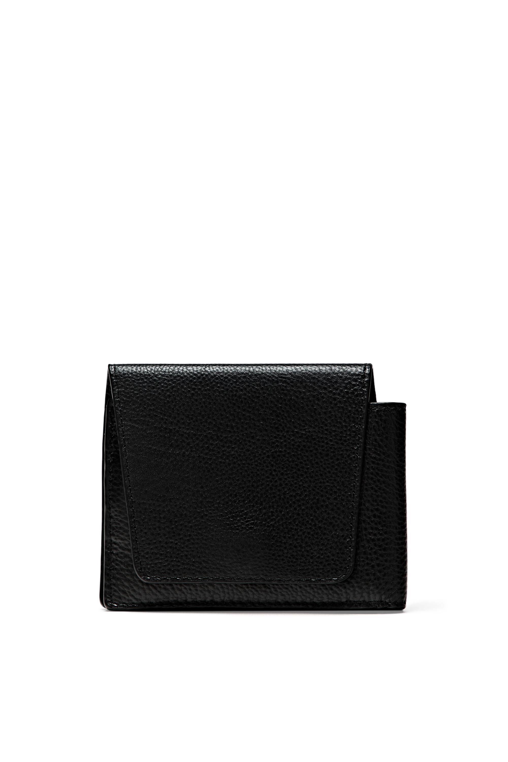Nappa leather flap wallet — BLACK