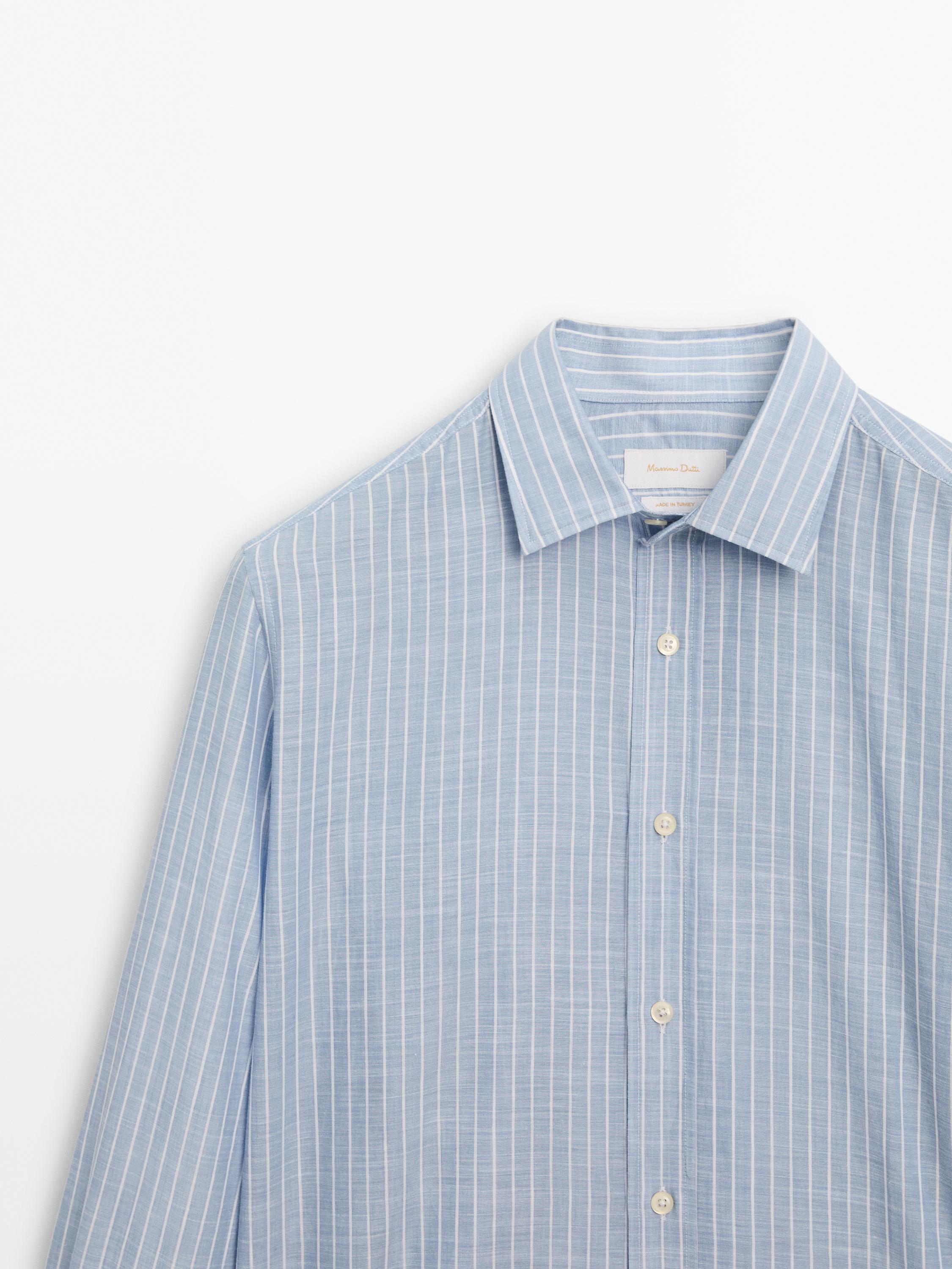 Chemise rayée regular fit en coton mélangé