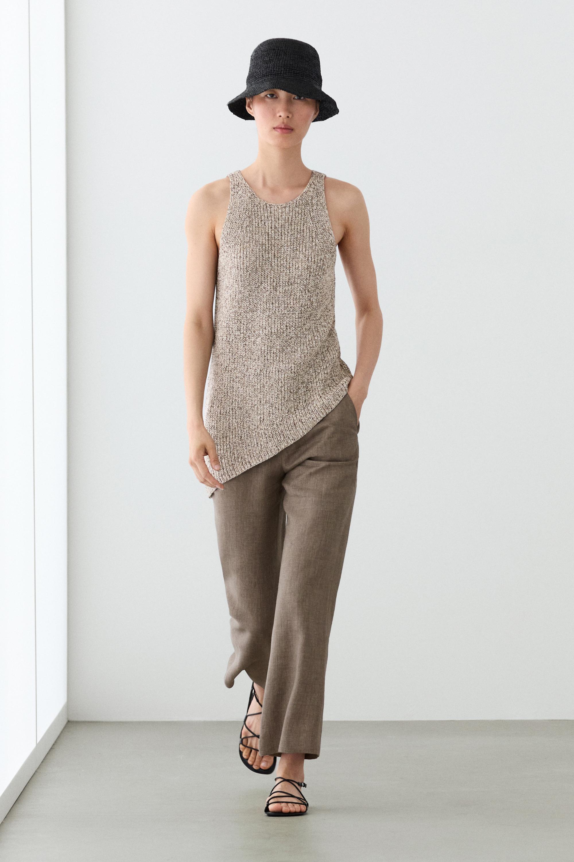 Kick flare cropped linen trousers — MOLE BROWN