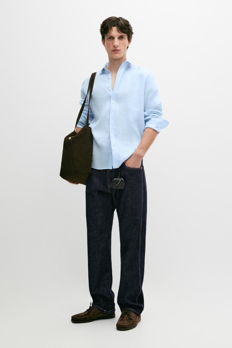 100% linen slim fit shirt — Sky blue