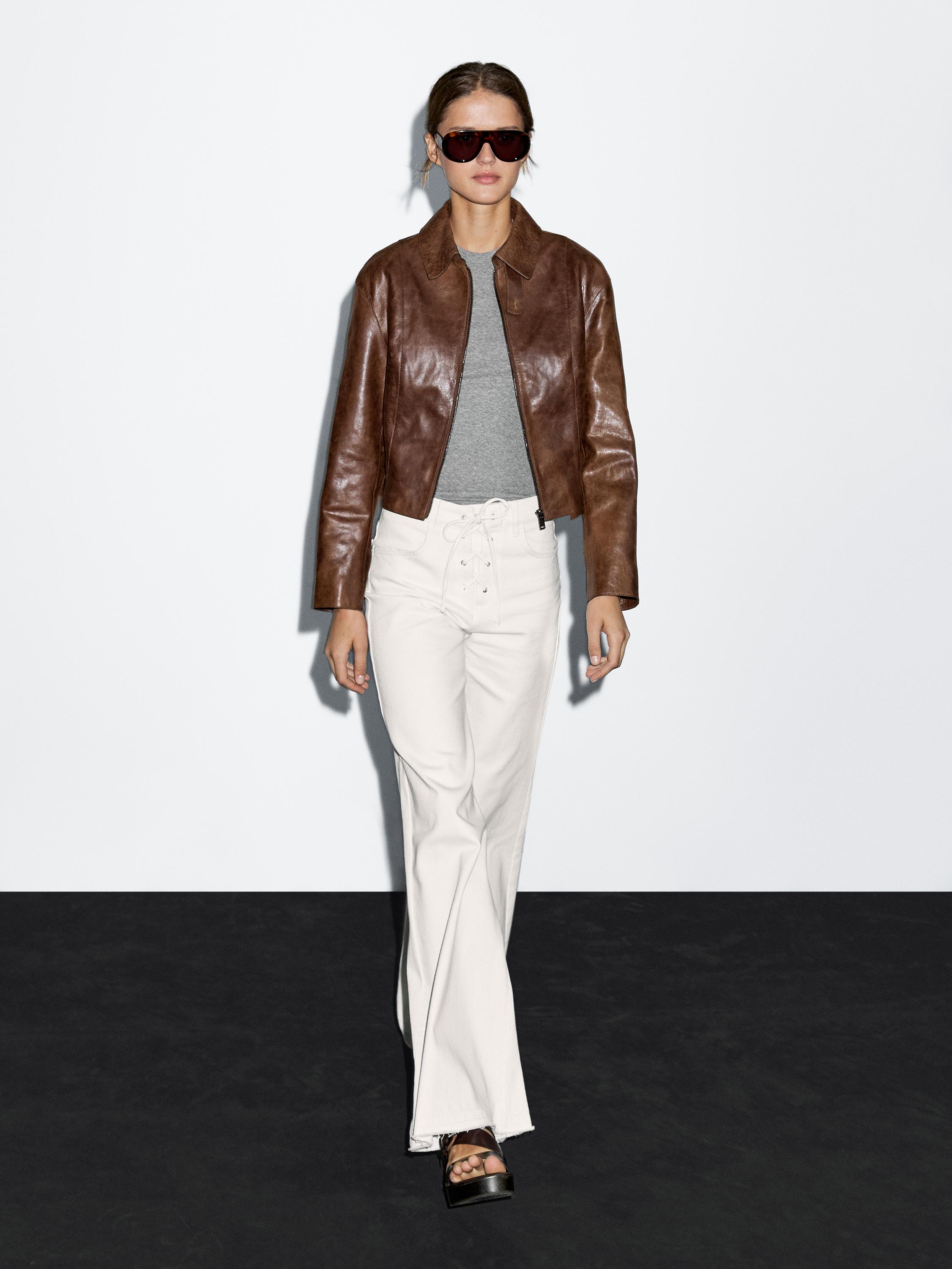 Short nappa leather jacket · Brandy · Bags And Backpacks Massimo Dutti