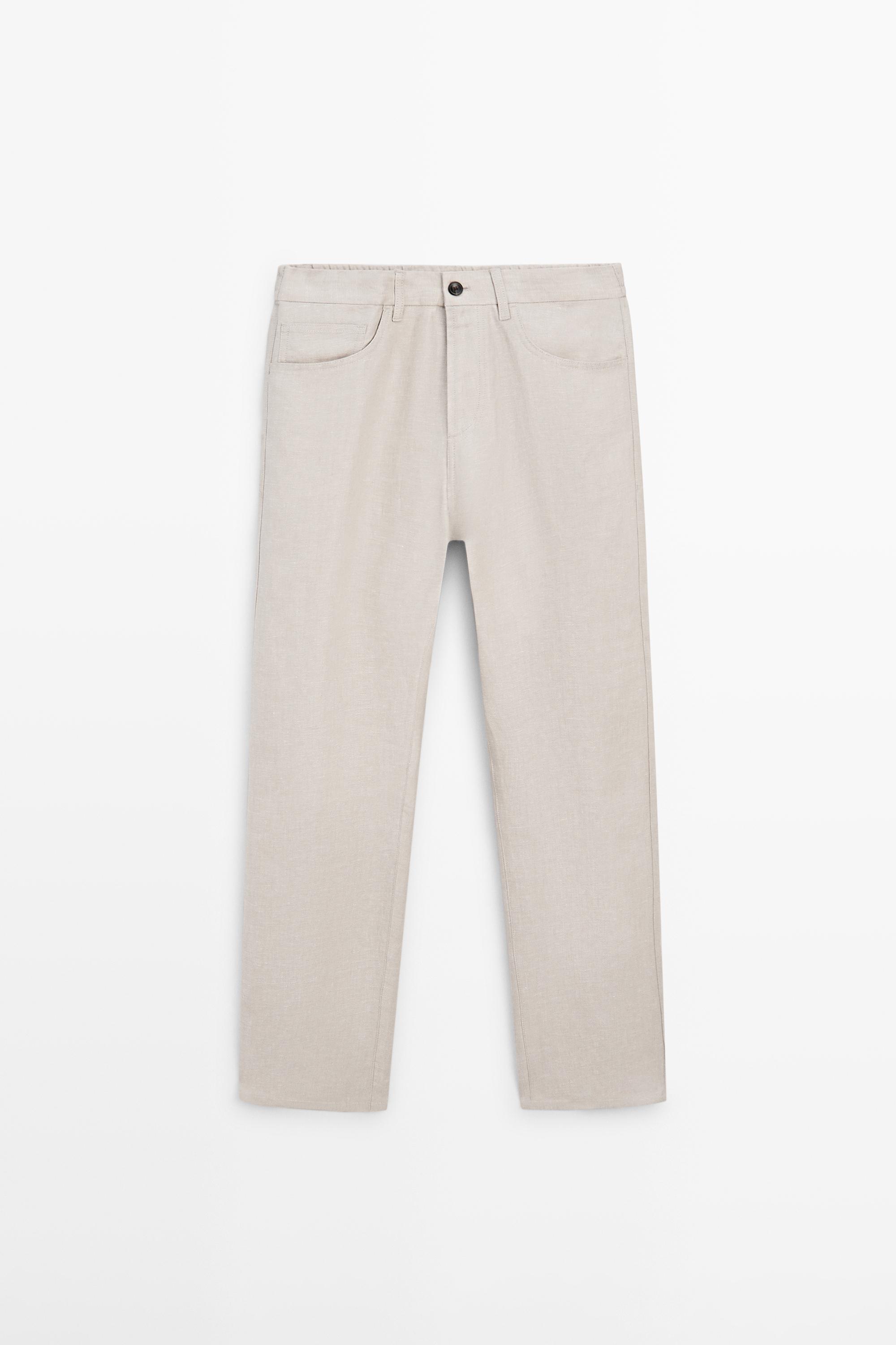 Wide-leg linen trousers — SAND