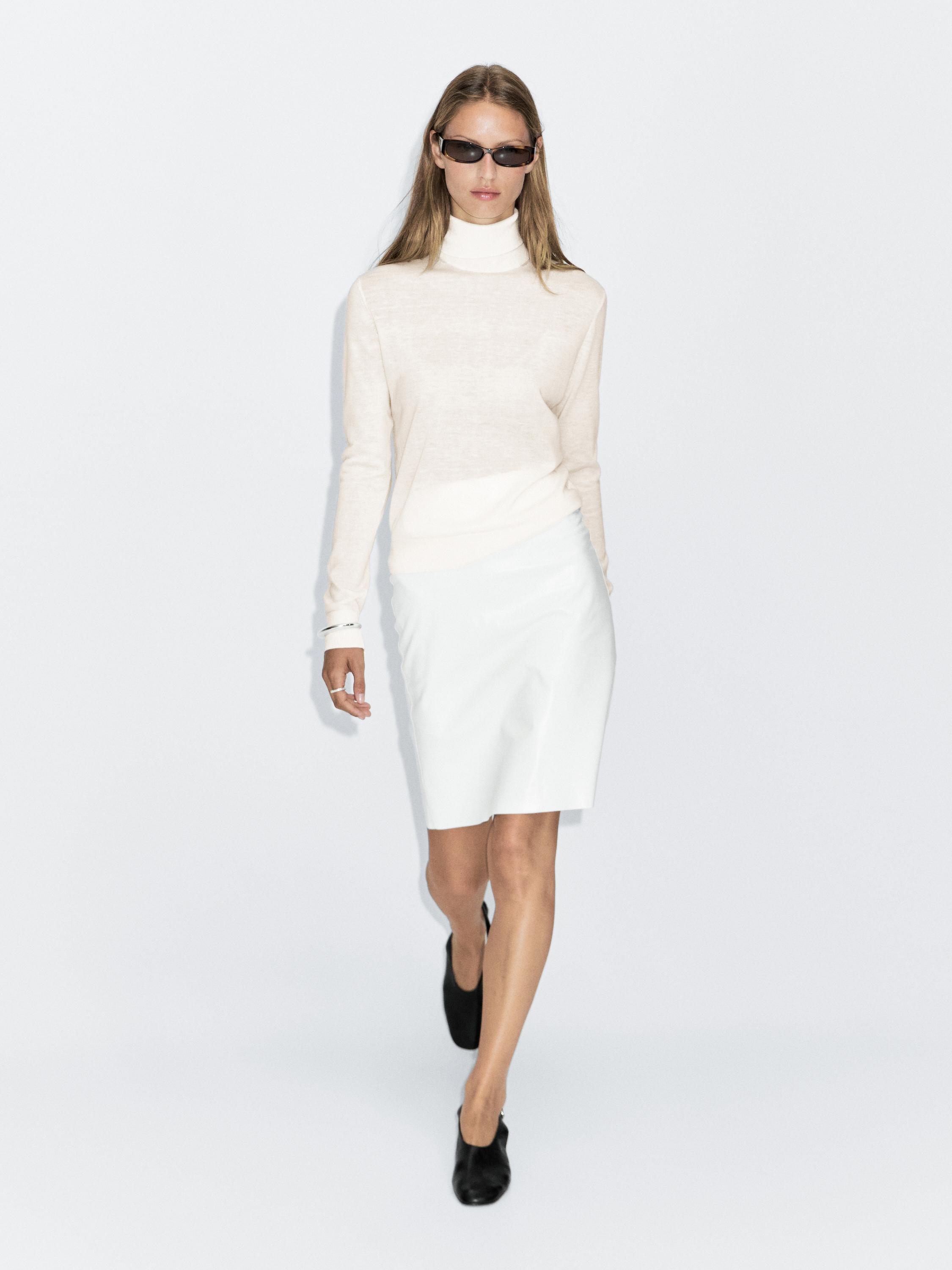High neck wool blend sweater