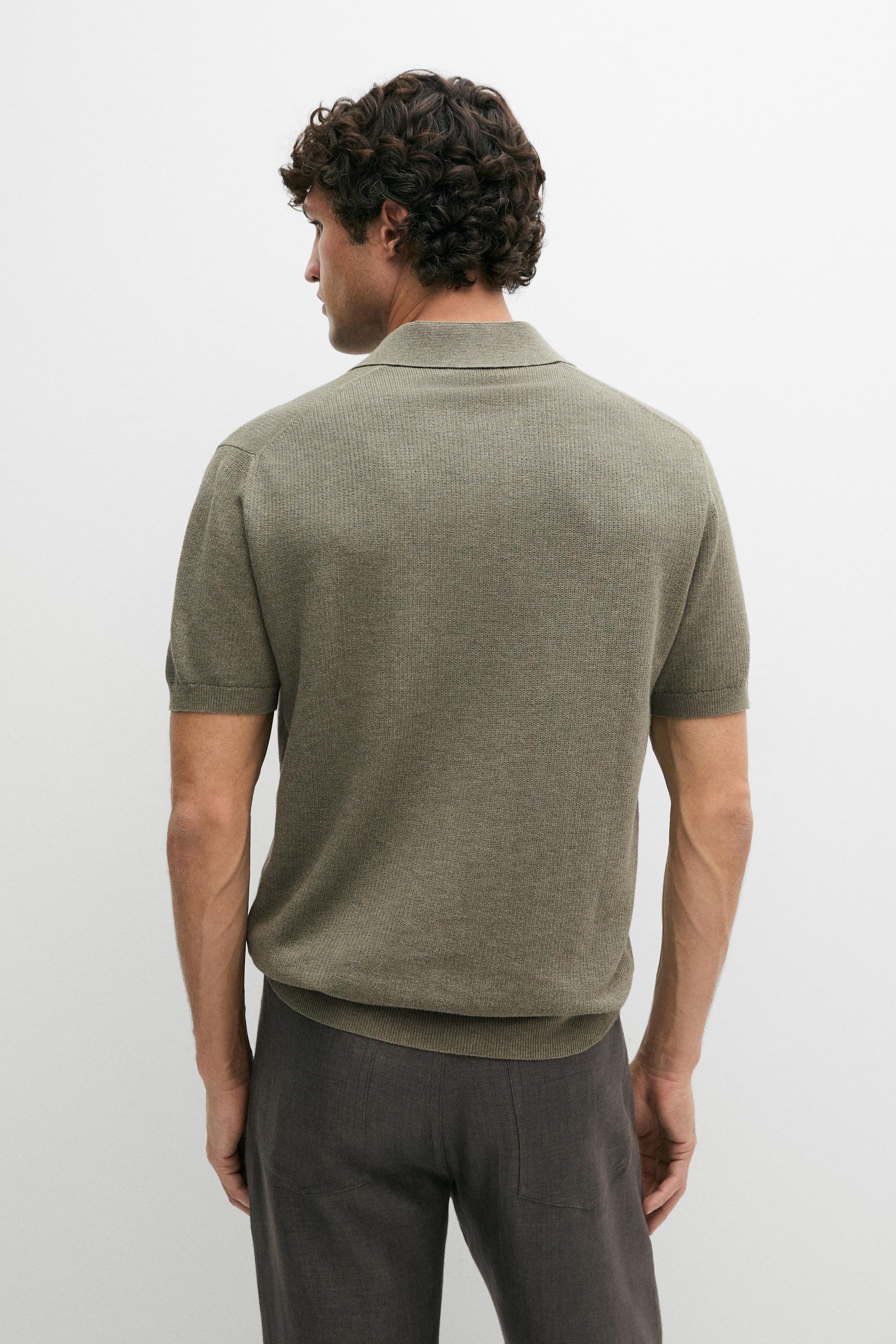 100% cotton knit polo sweater — GREEN
