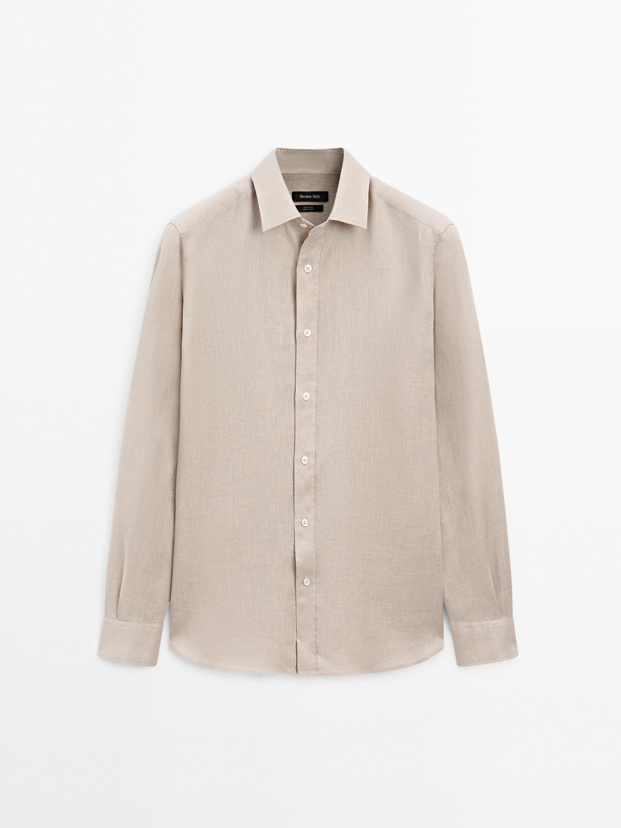 Massimo Dutti - Herre - Slim Fit Skjorte I 100% Hør - Sand - Xxl