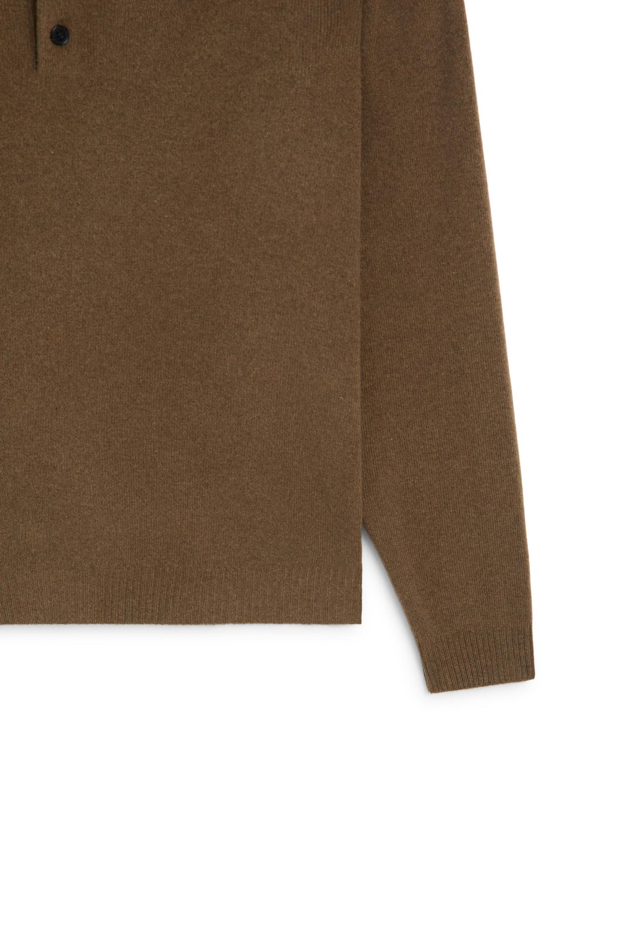 100% wool knit polo sweater - LIMITED EDITION — BROWN MARL