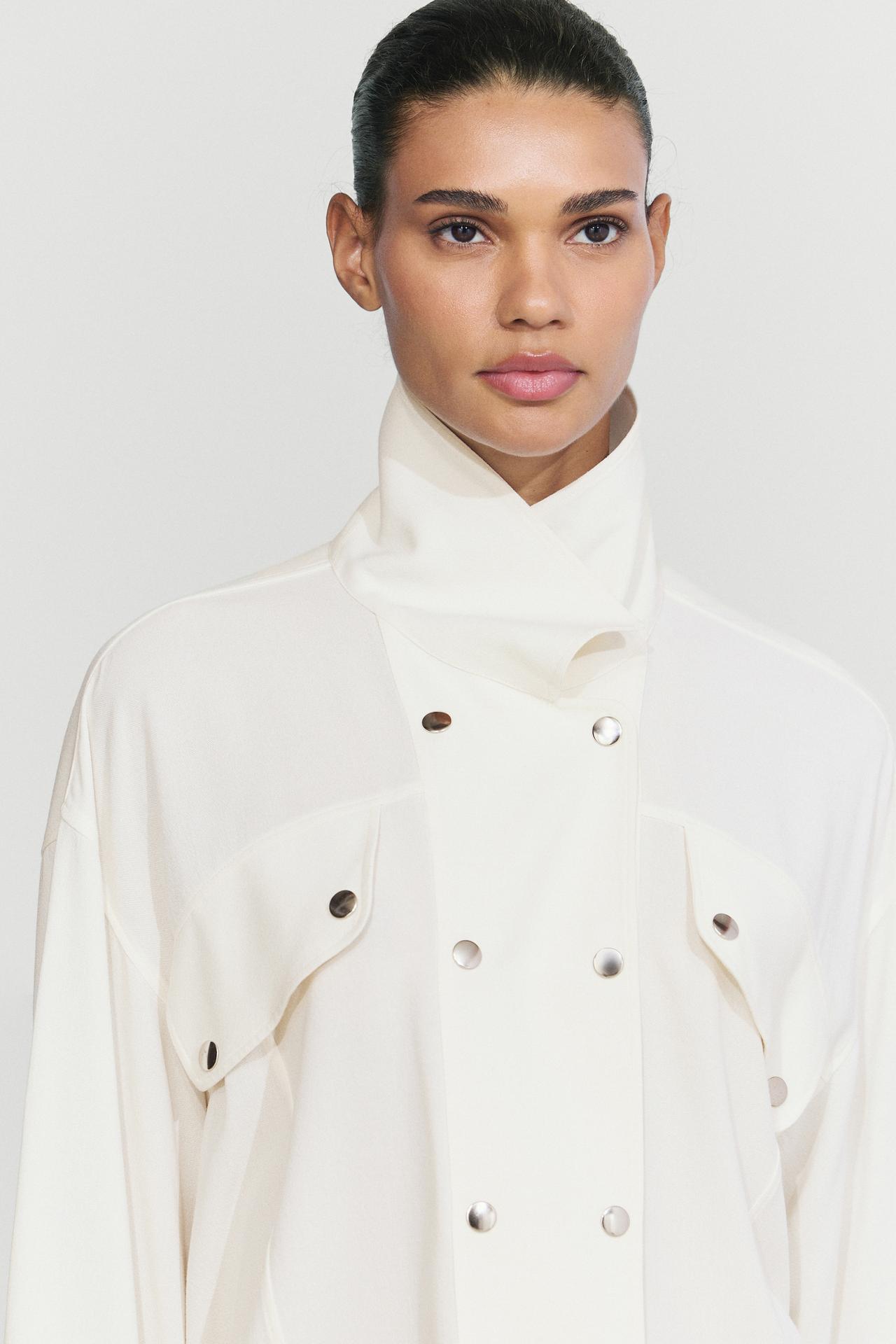 Flowing shirt with button-front detail — CREAM