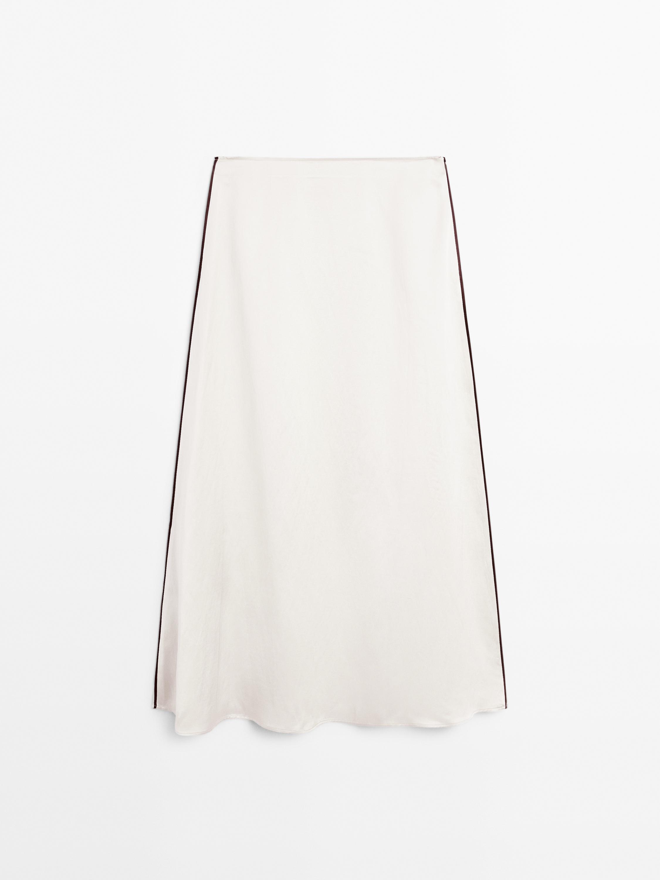 Satin midi skirt with trims
