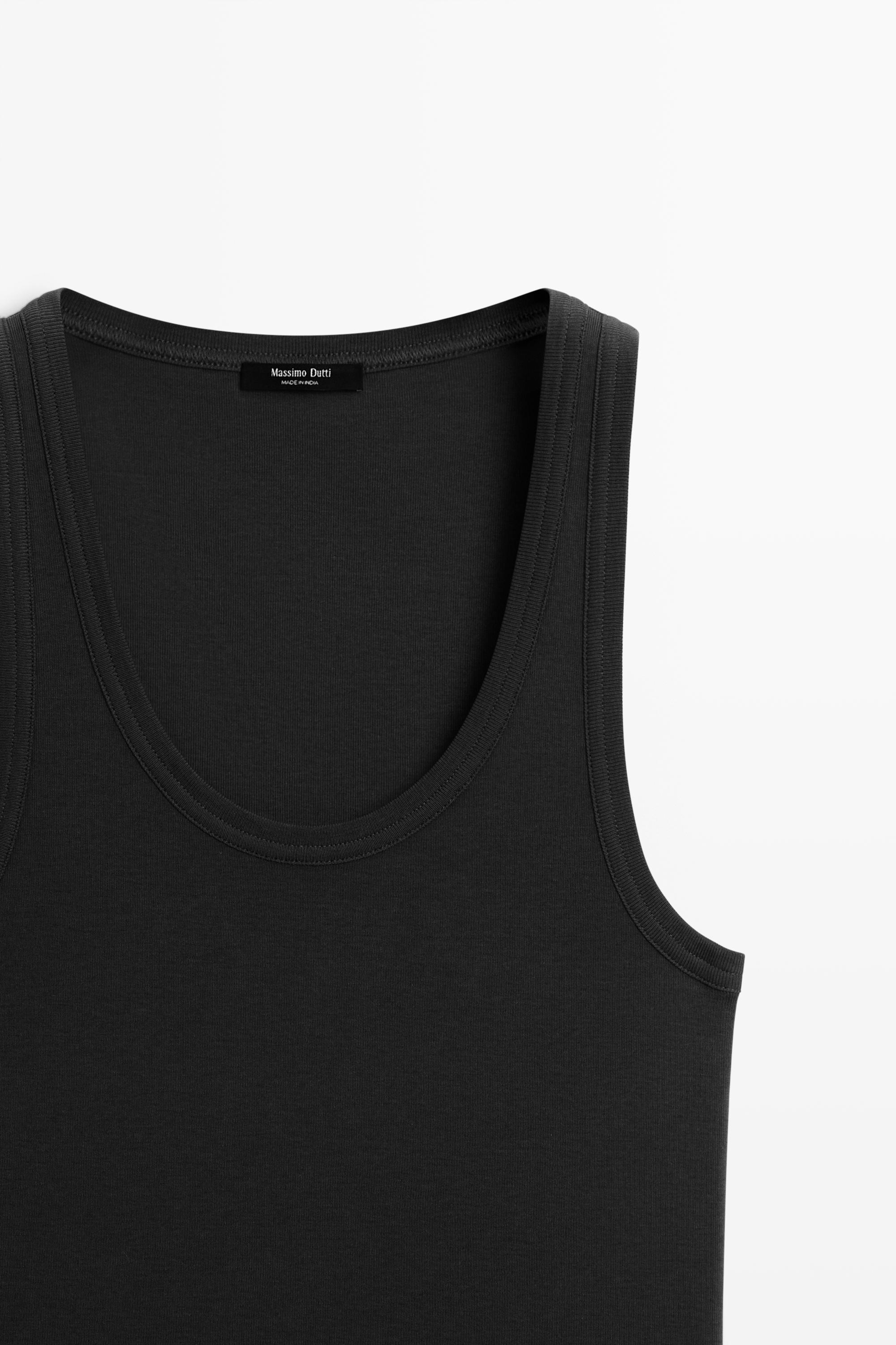 Sleeveless 100% cotton T-shirt — BLACK