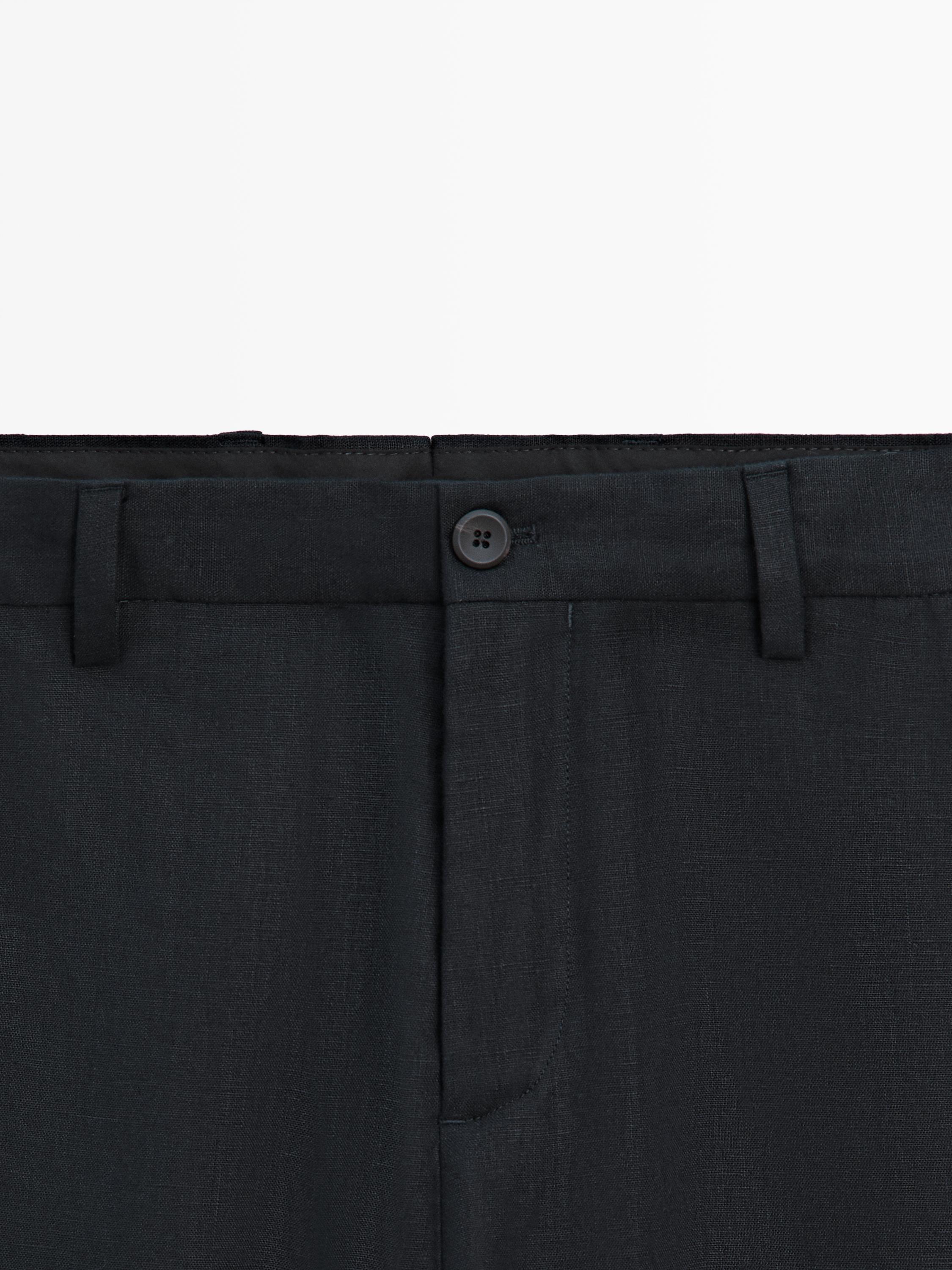 Linen suit trousers — NAVY BLUE