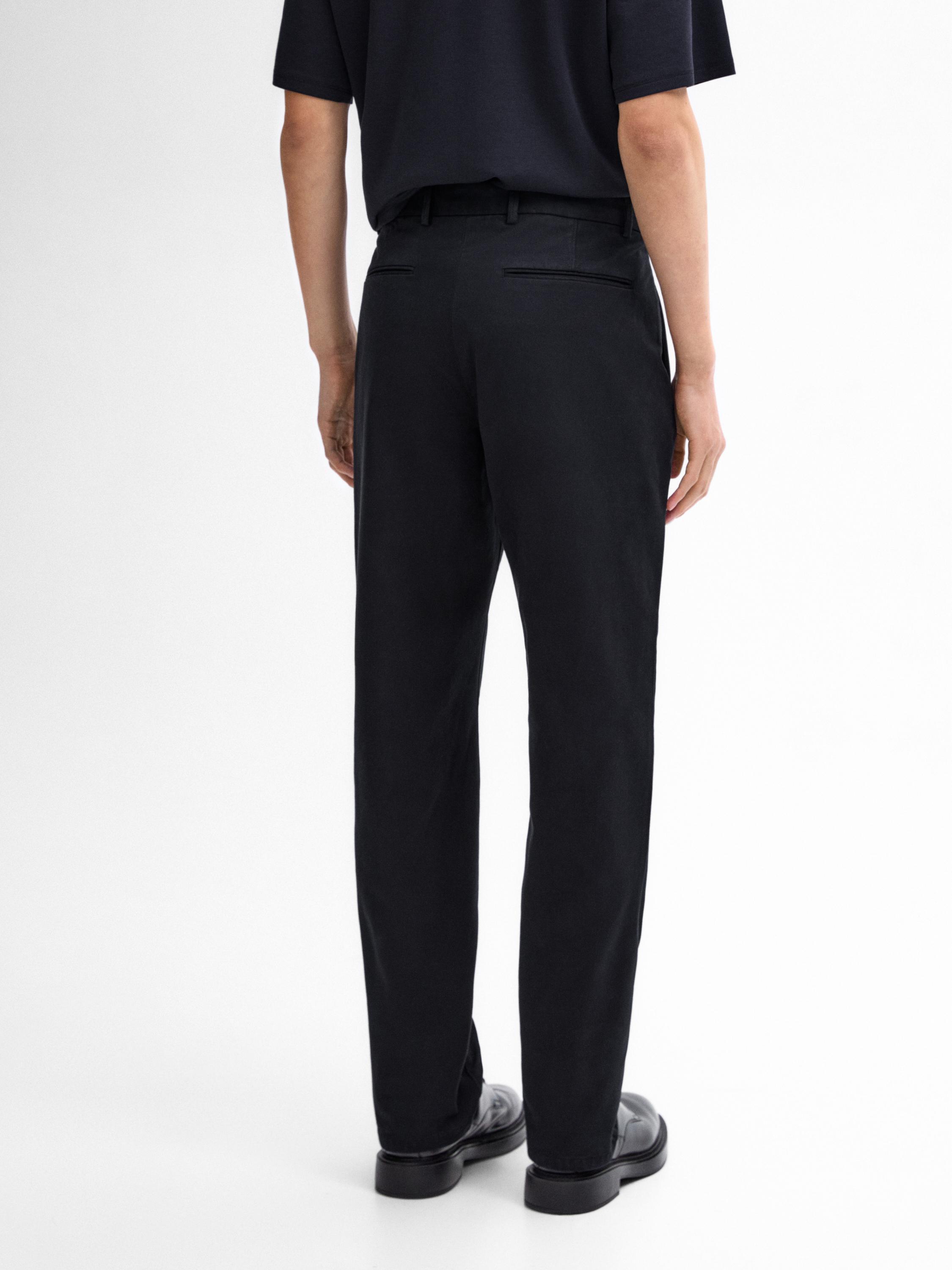 Cotton blend regular fit trousers